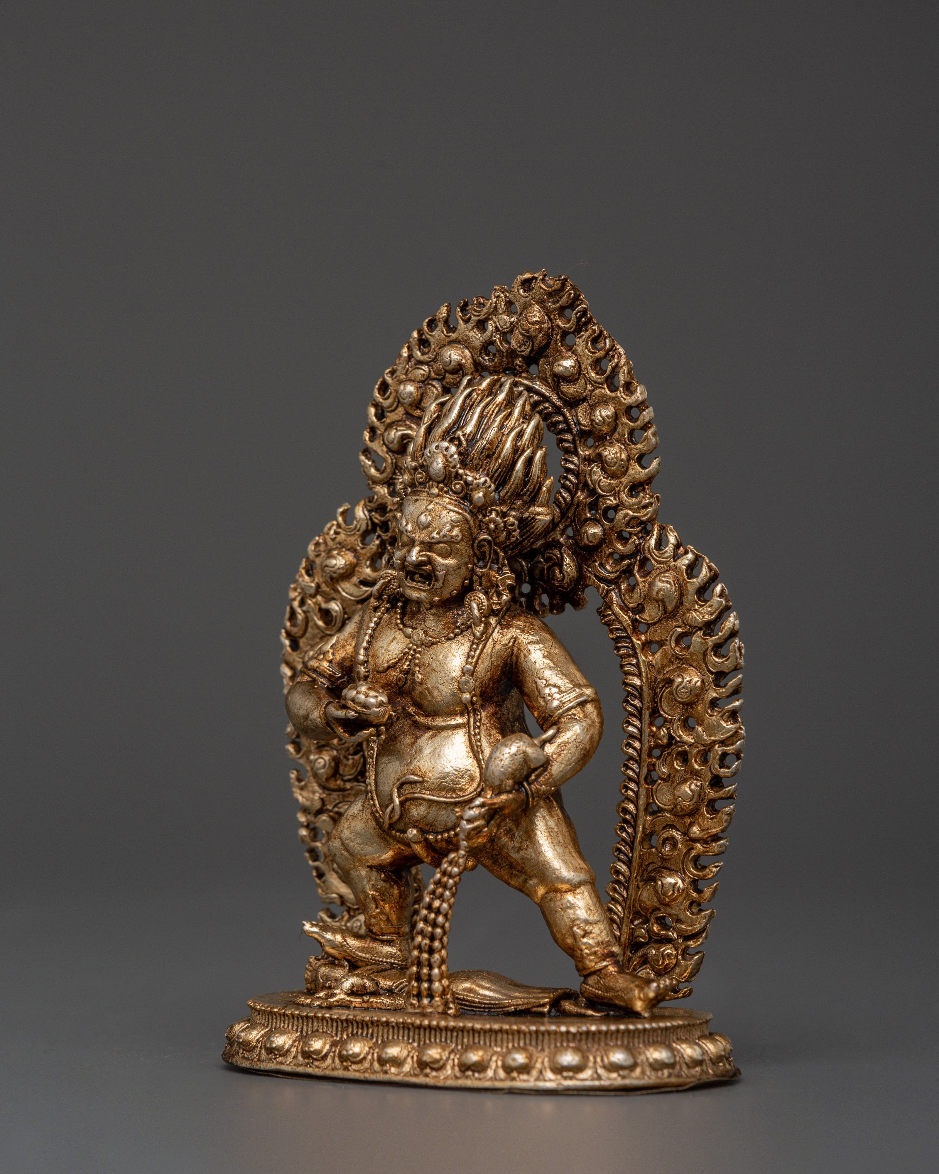 Black Dzambhala Tibetan Wealth Deity Statue | Copper Buddhist Sculpture for Home Decor