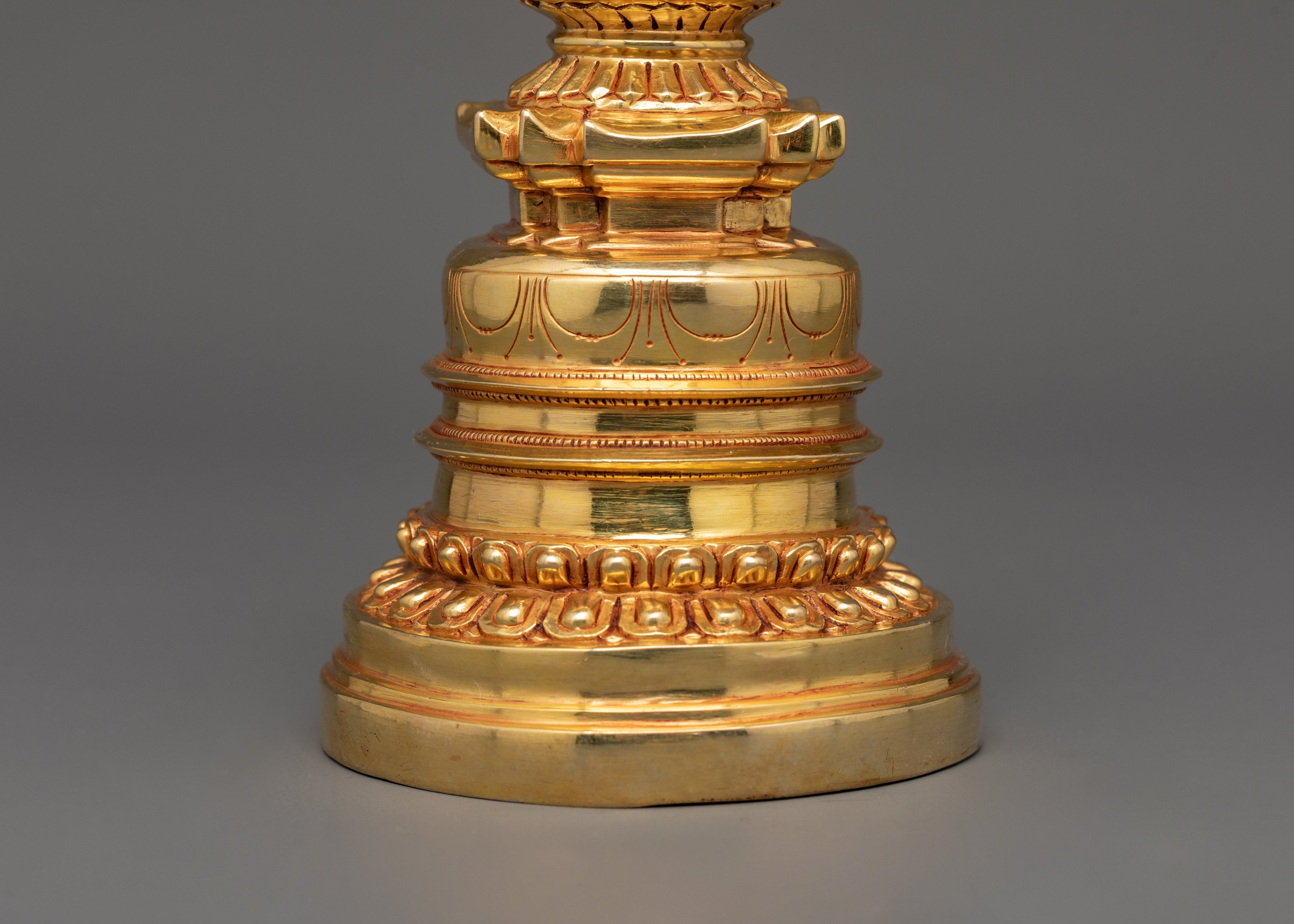 Tibetan Buddhist Gold-Plated Stupa | Spiritual Stupa for Altar or Shrine