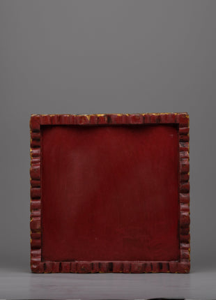 Tibetan Wooden Offering Tray | Hand-Painted Ritual Tray with Cultural Motifs