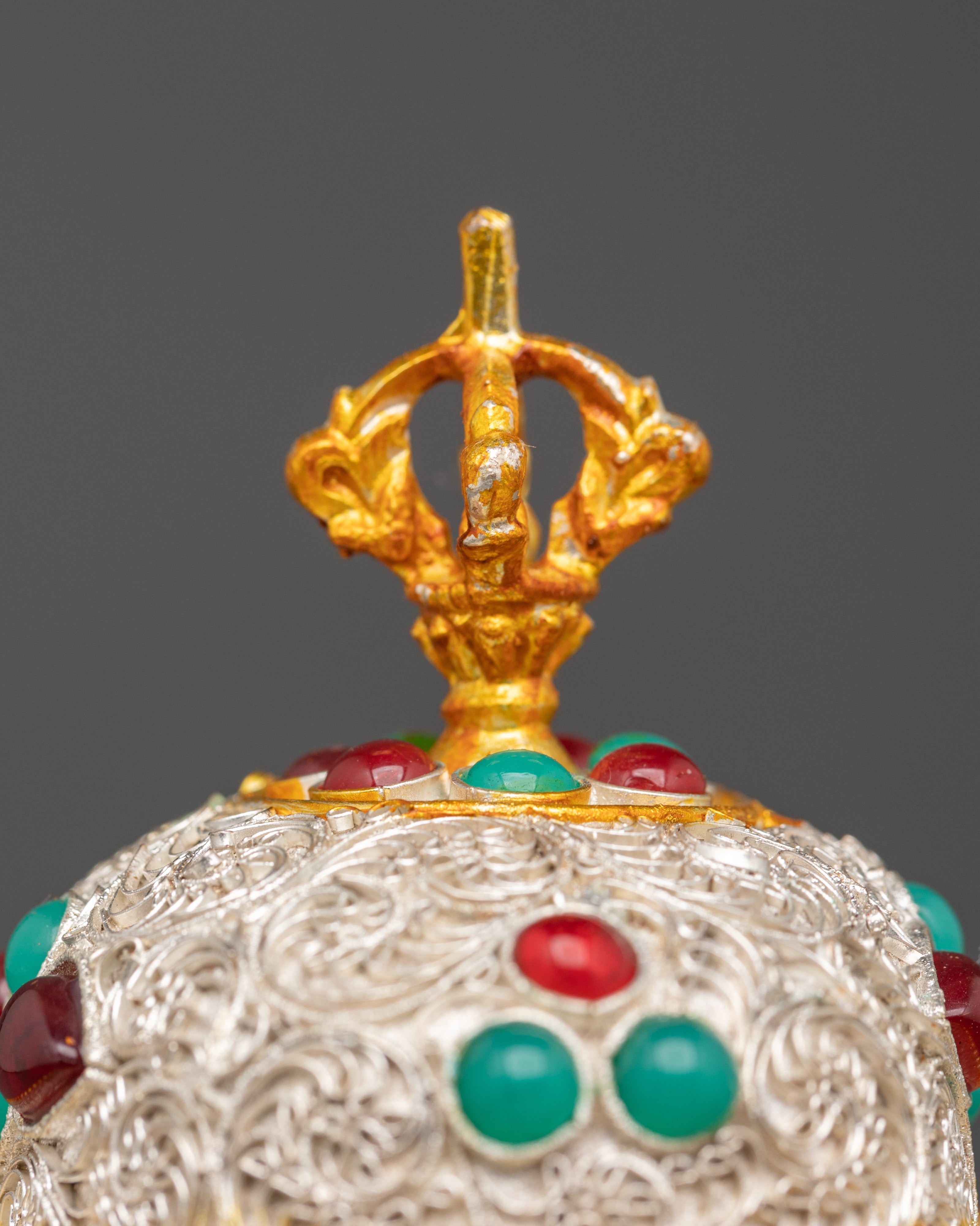 Silver and Gold Plated Kapala Set | Tibetan Ritual Tool for Altar