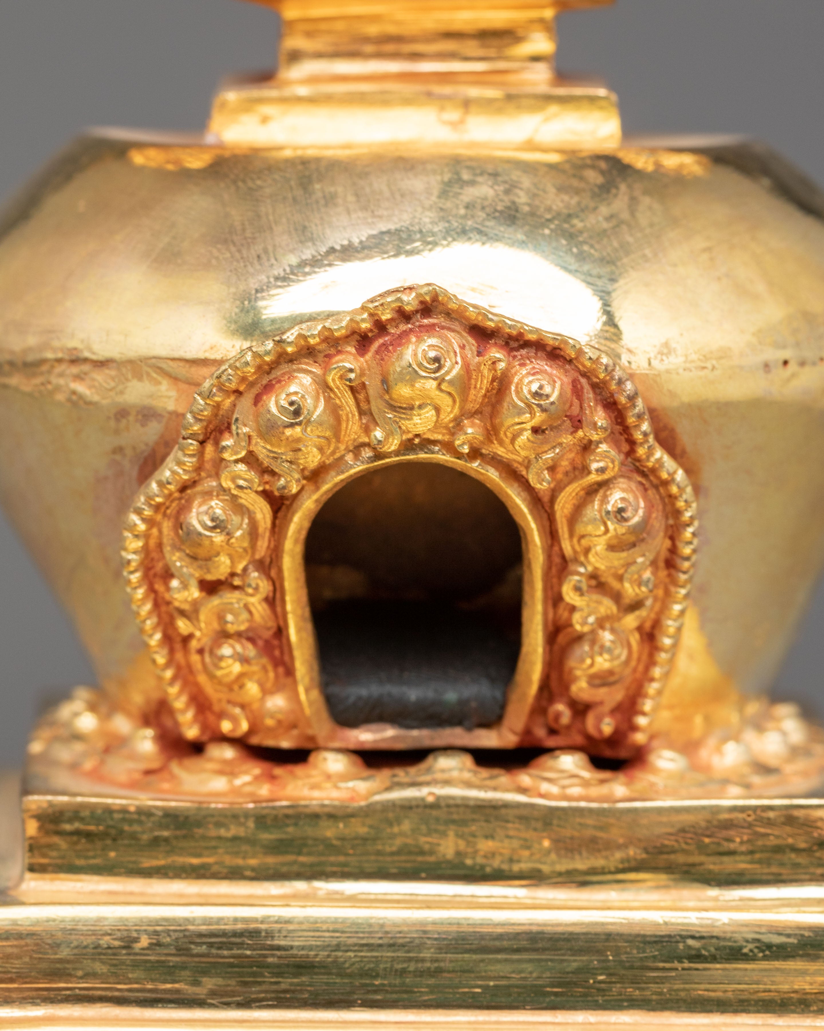 Copper Gold Plated Tibetan Stupa | Sacred Buddhist Shrine Decor