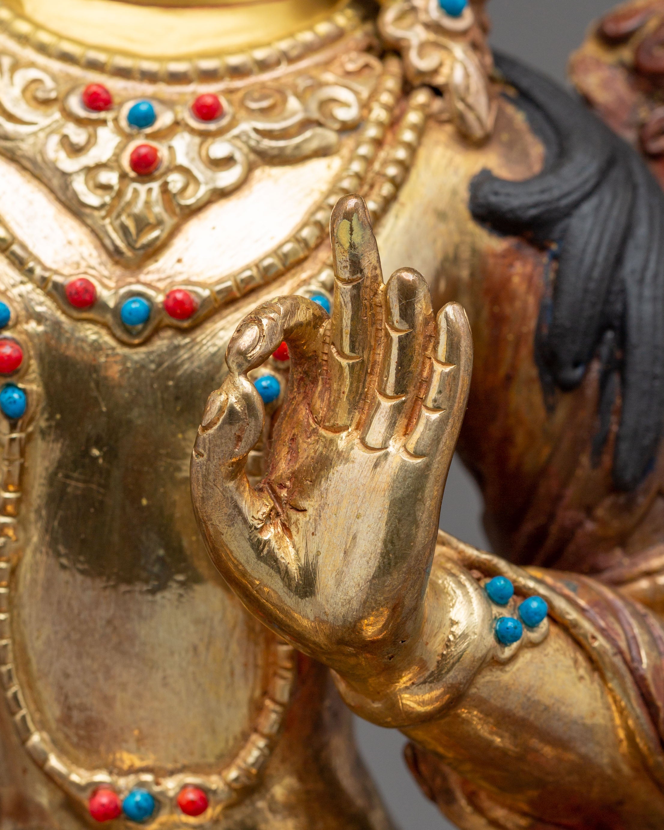 Statue of Supreme Deity of Wisdom Manjushri | Gold Plated Buddhist Bodhisattva Sculpture