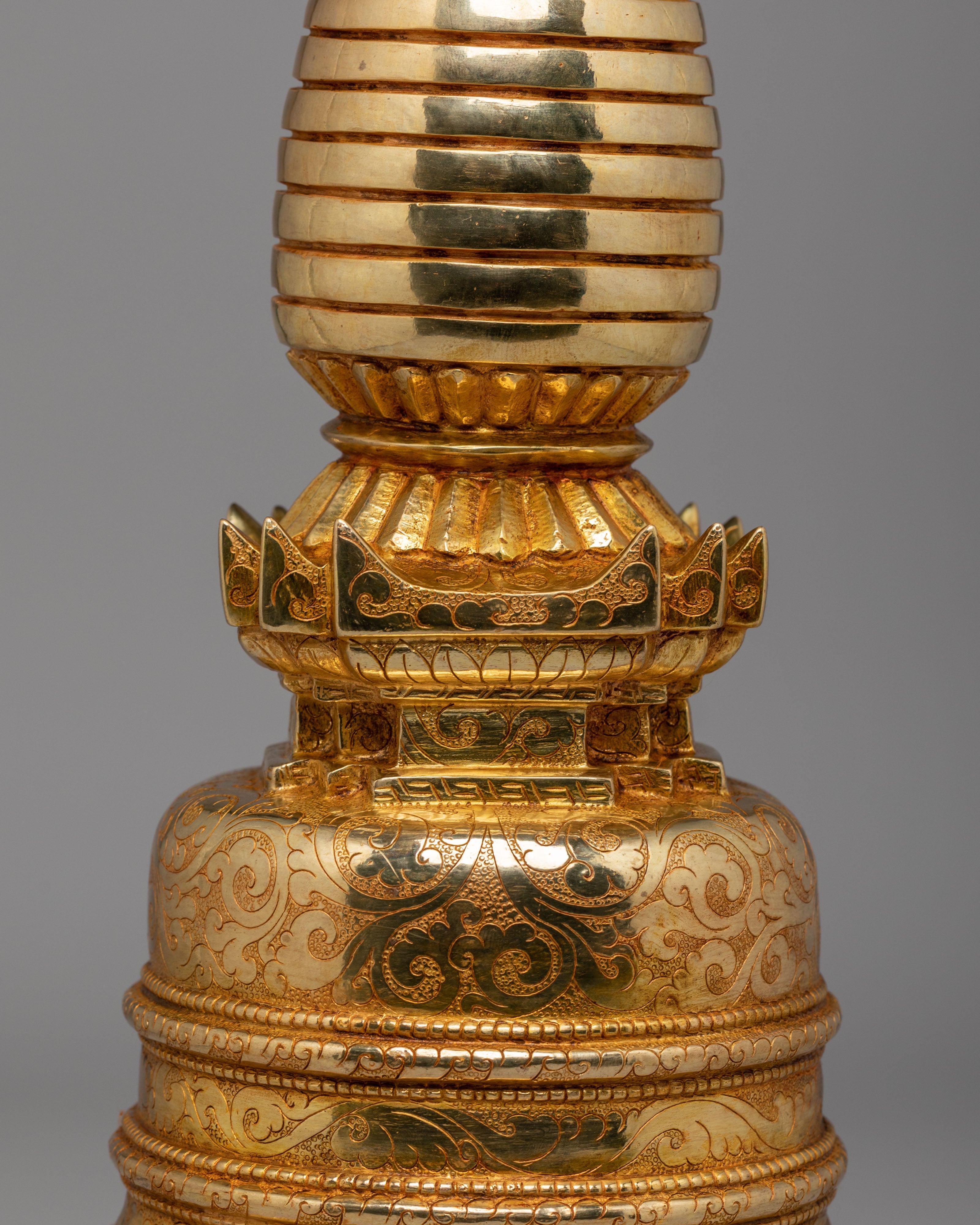 Traditional Ceremonial Kadampa Stupa | Handmade Copper Body with Gold Plating