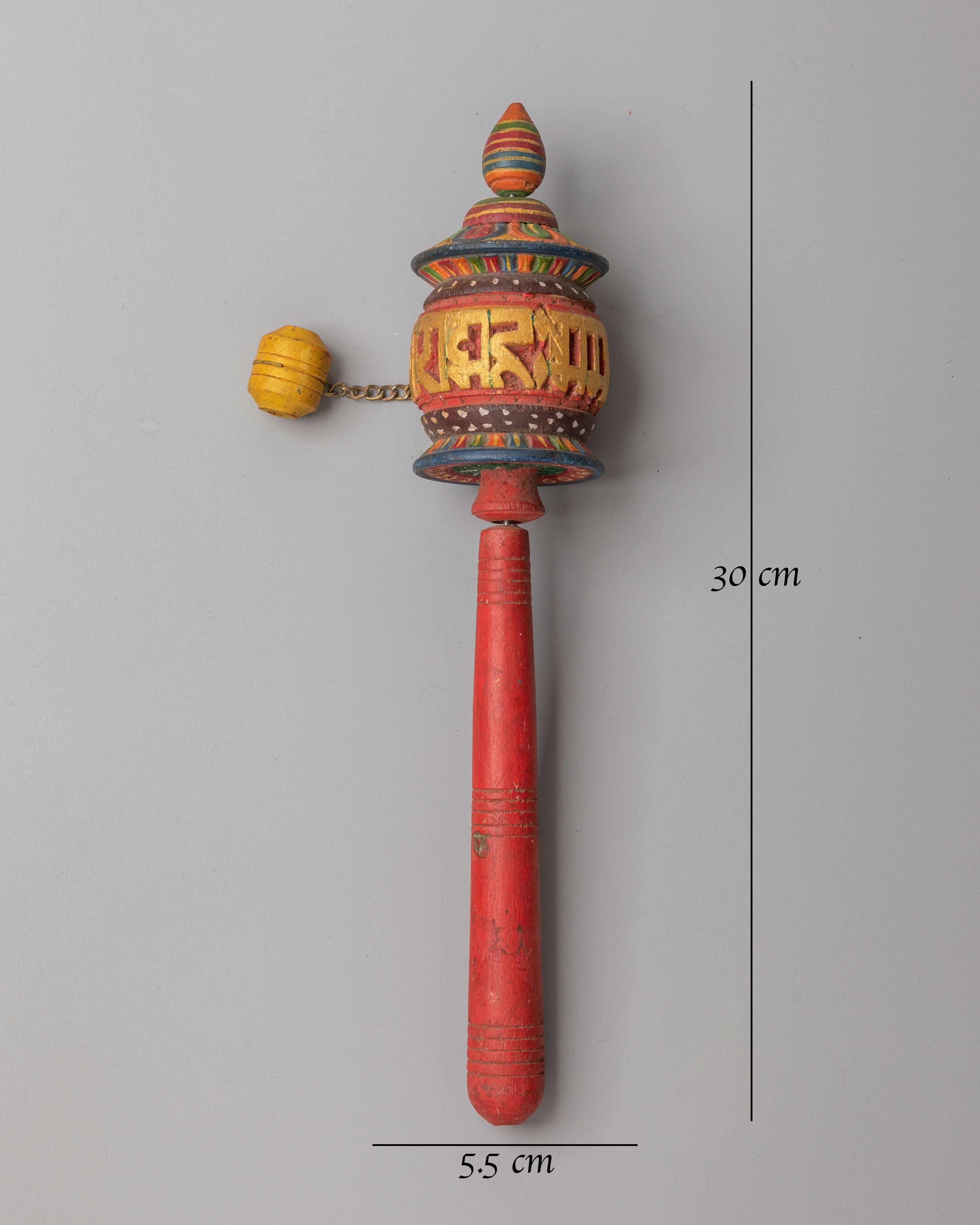 Handmade Wooden Buddhist Prayer Wheel | Tibetan Mantra Spinner