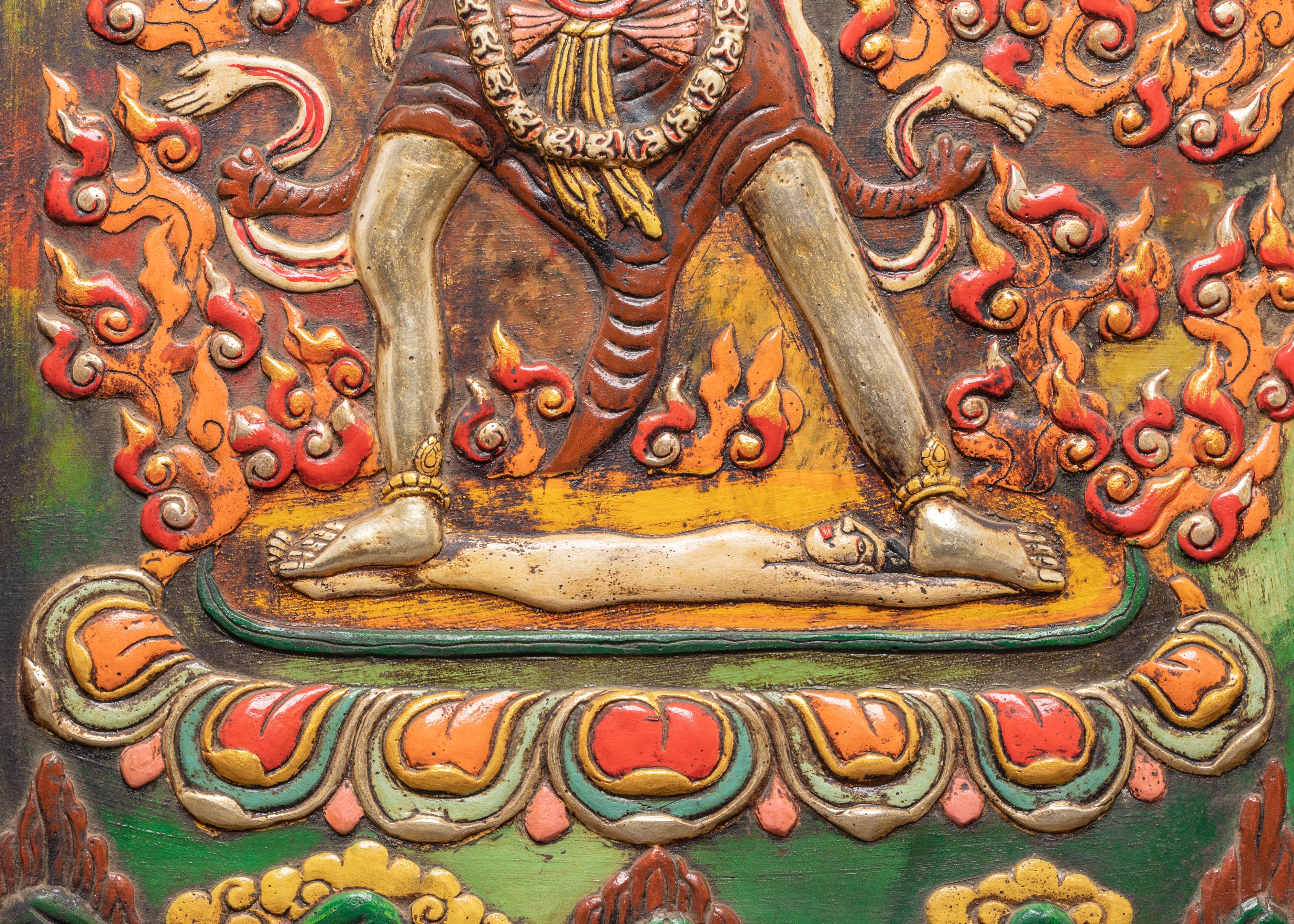 Ekajati Wooden Crafted Wall Hanging | Tibetan Buddhist Wall Art