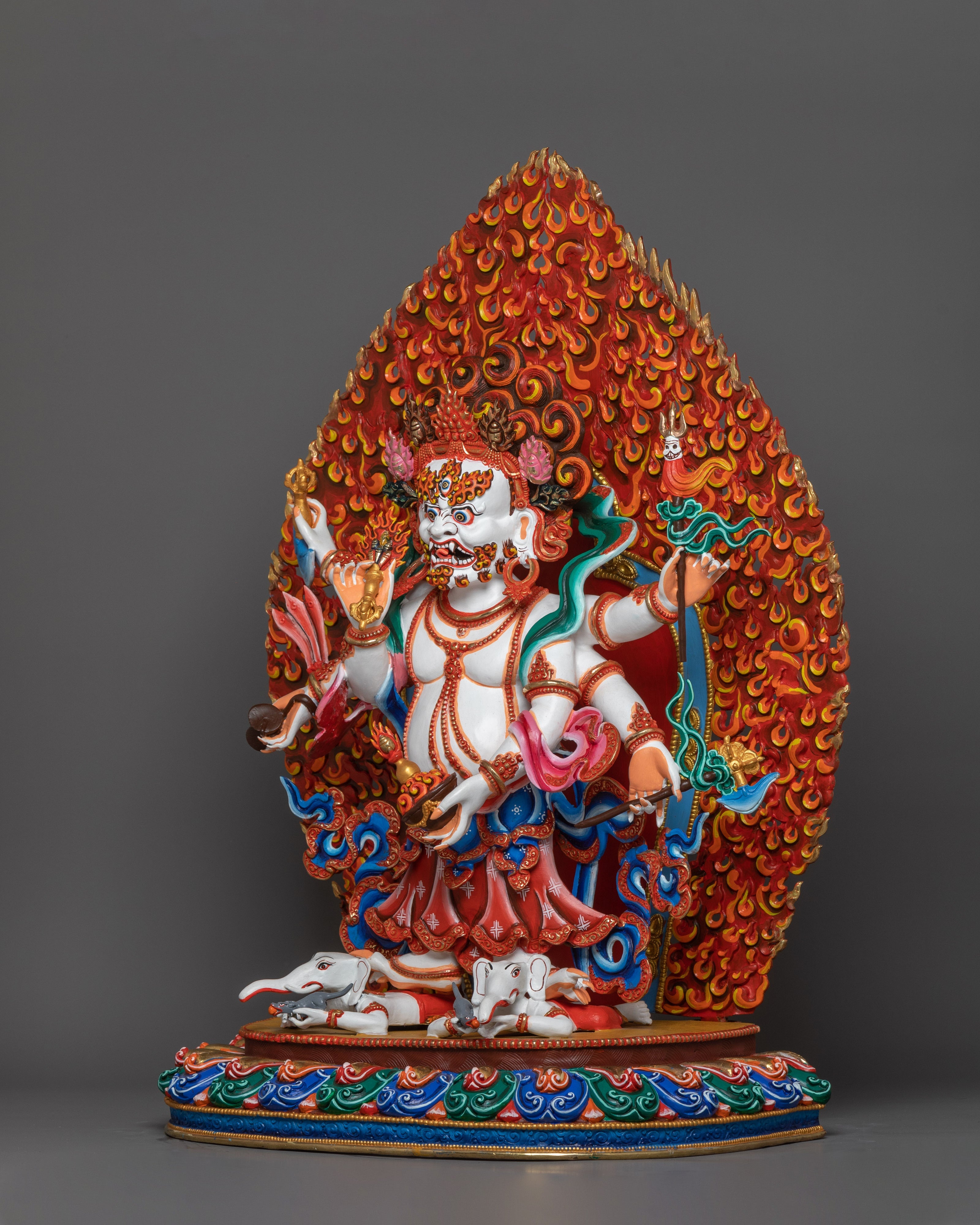 Dharma Defender White Mahakala | Fierce Benevolent Protector Deity