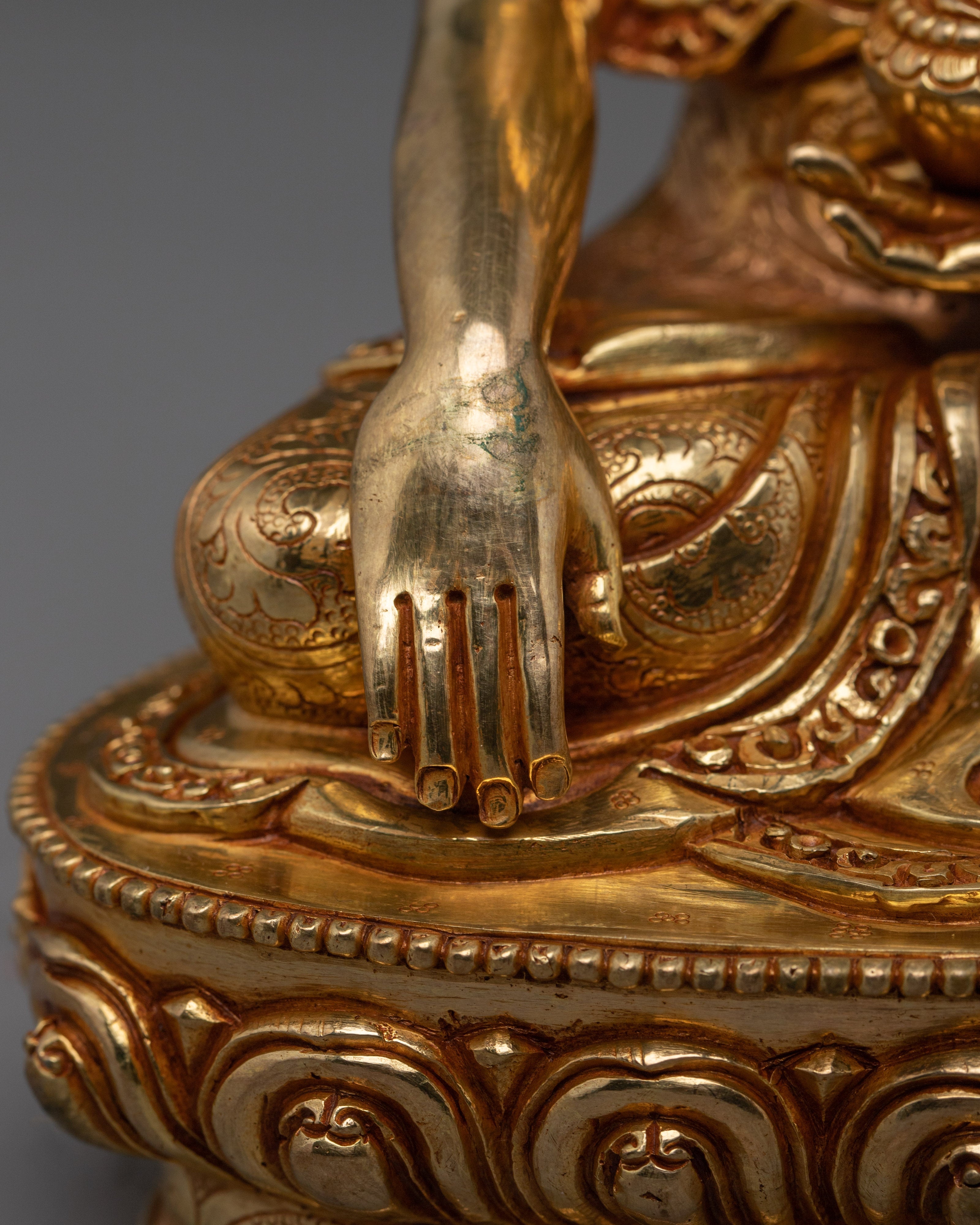 Handmade Gautama Buddha Art - Dharma Teacher | Copper Body 8.3" Sculpture
