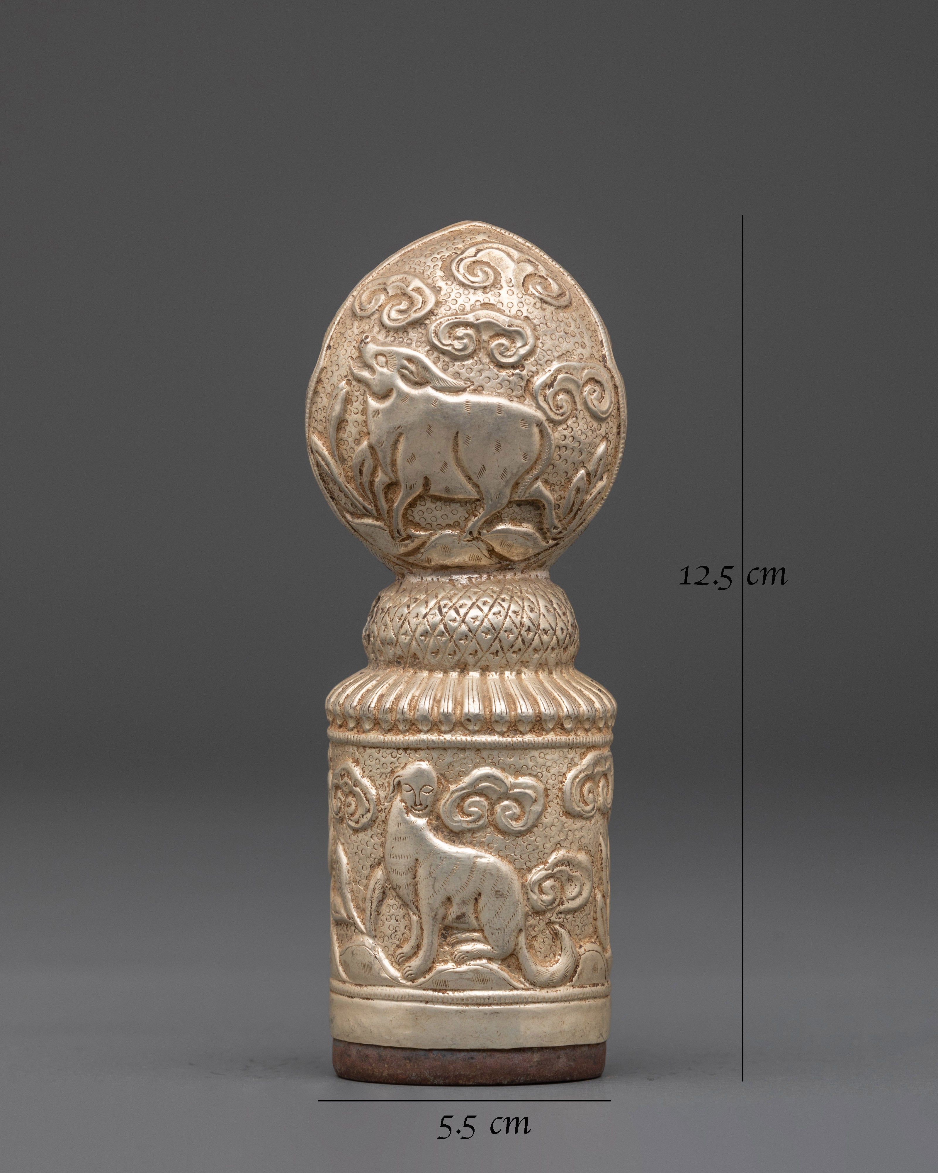 Traditional Engraved Seal | Handcrafted Silver-Plated Copper Artifact