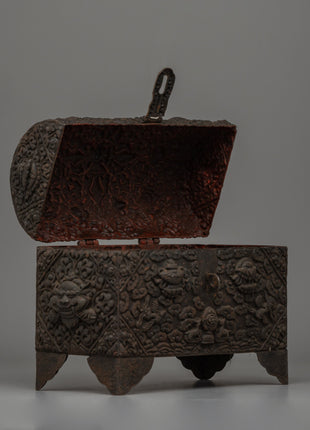 Hand-Carved Tibetan Treasure Box | Sacred Ritual Chest