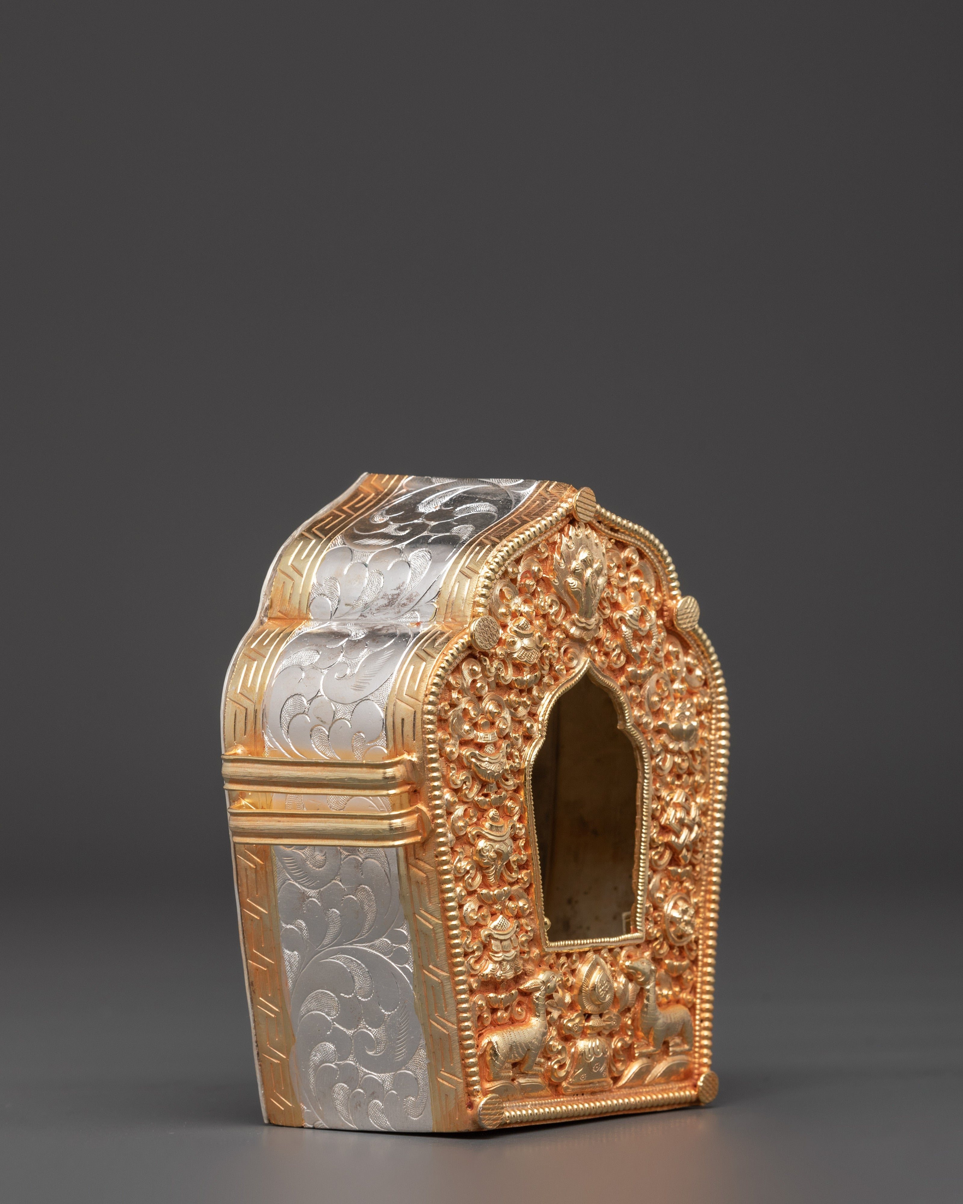 Copper Gold Plated Tibetan Buddhist Ghau Box | Sacred Box for Spiritual Practice