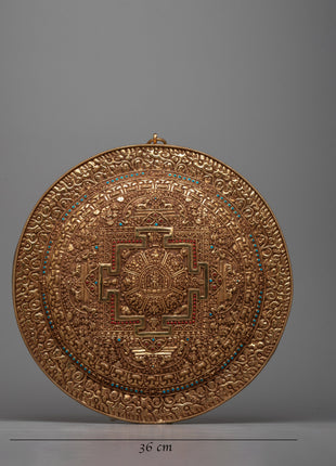 Auspicious Mandala Copper Wall Hanging | Symbolic Décor for Spiritual Harmony