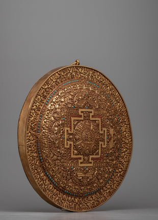 Auspicious Mandala Copper Wall Hanging | Symbolic Décor for Spiritual Harmony