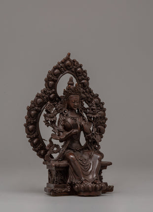 Oxidized Maitreya Buddha Statue | 15.5cm Copper Artwork