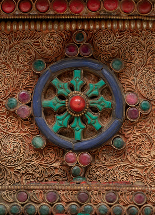 Copper Stupa Tibetan Altar | Reverence and Majesty in 24k Gold-Plated Splendor