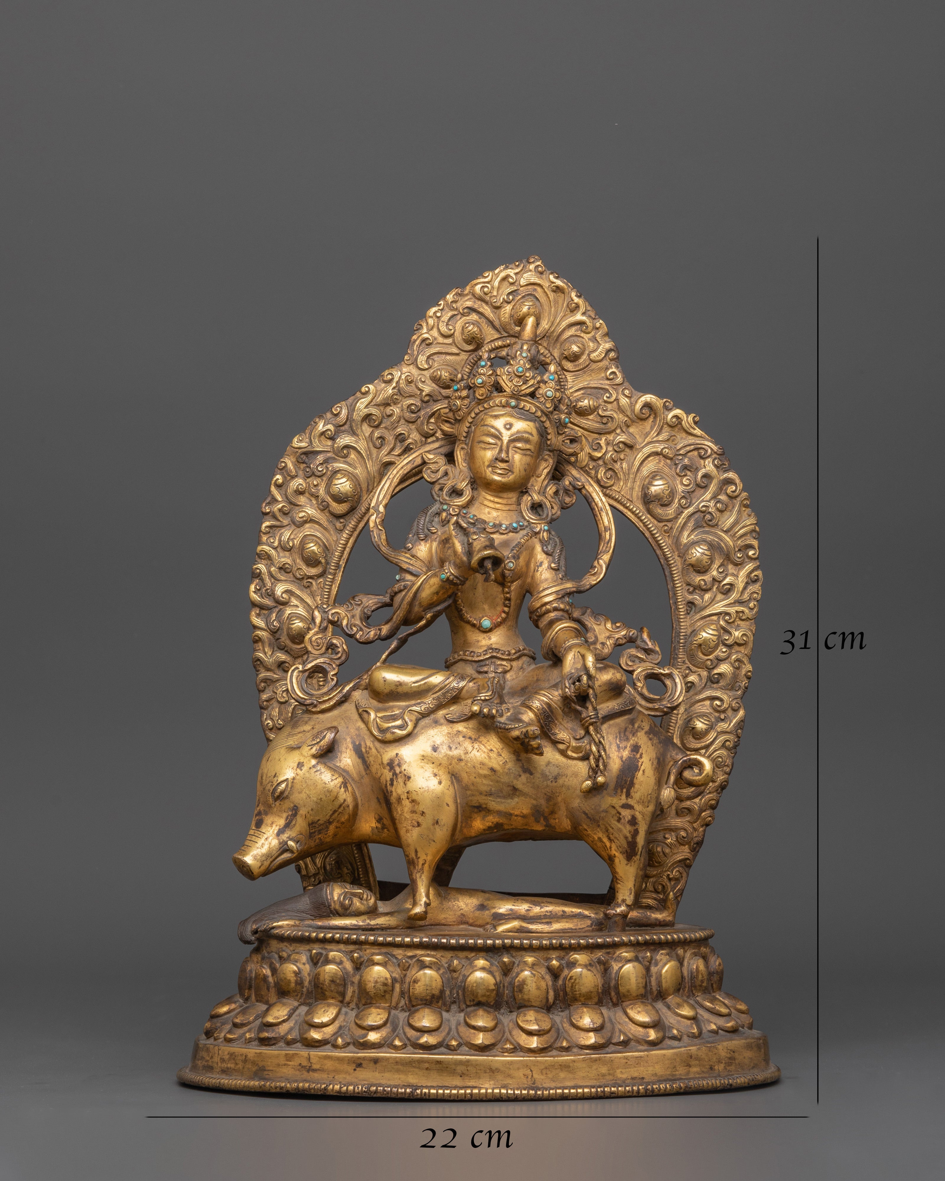 Antique Gold Marichi Statue | Gold-Plated Copper Deity