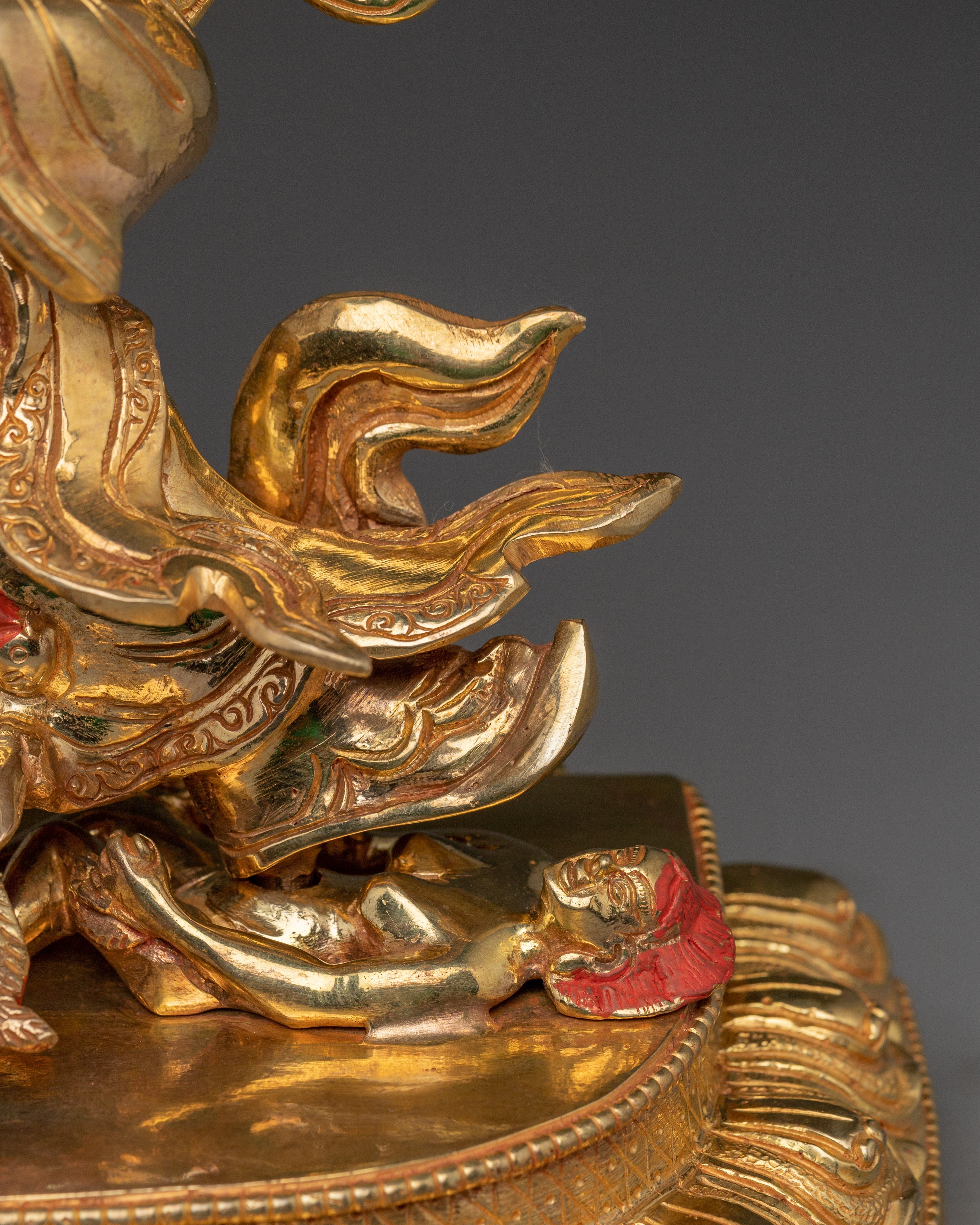 Golden Wrathful Mahakala Statue | Guardian of the Dharma