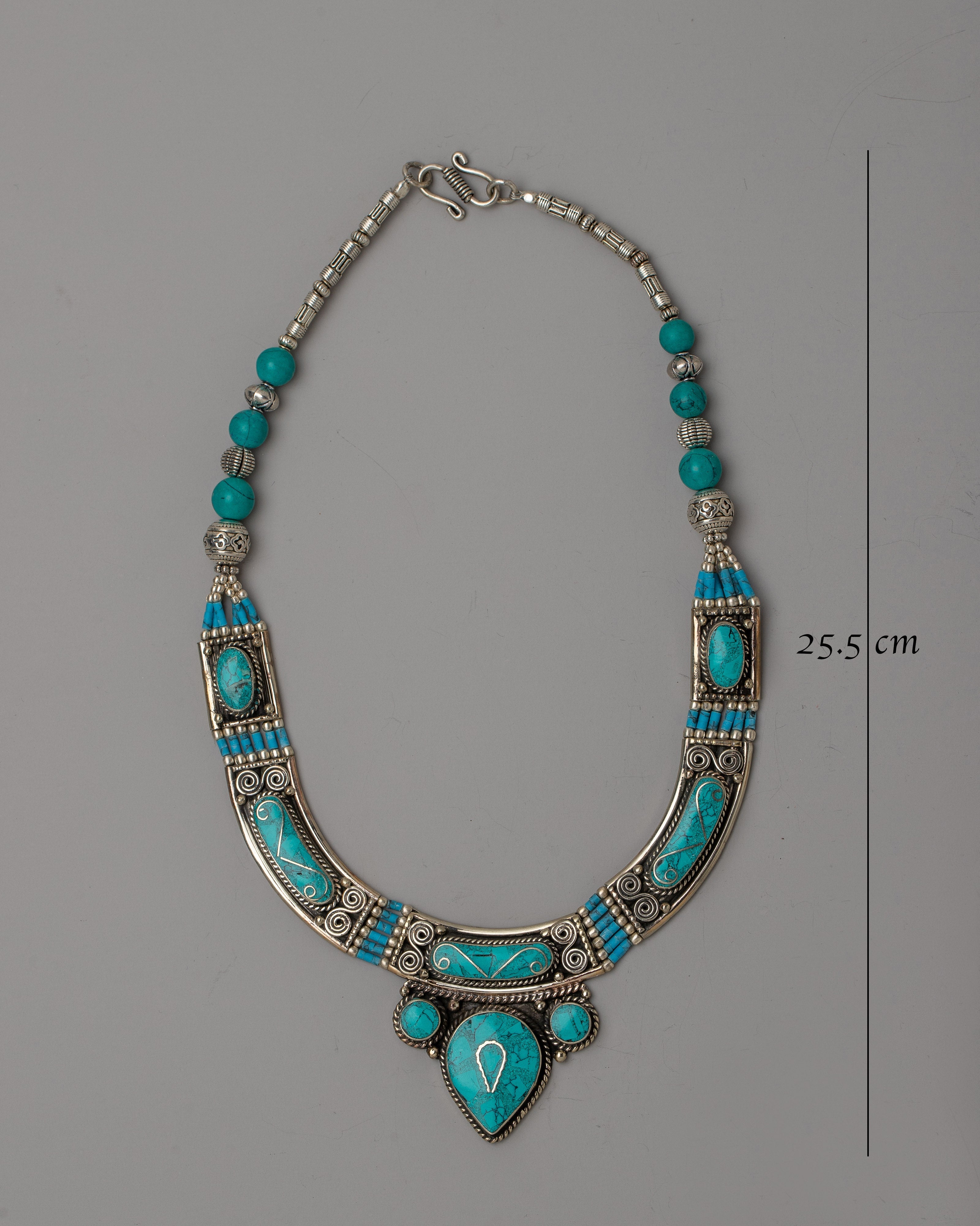 White Metal Tibetan Necklace | Exuding Traditional Elegance and Cultural Significance