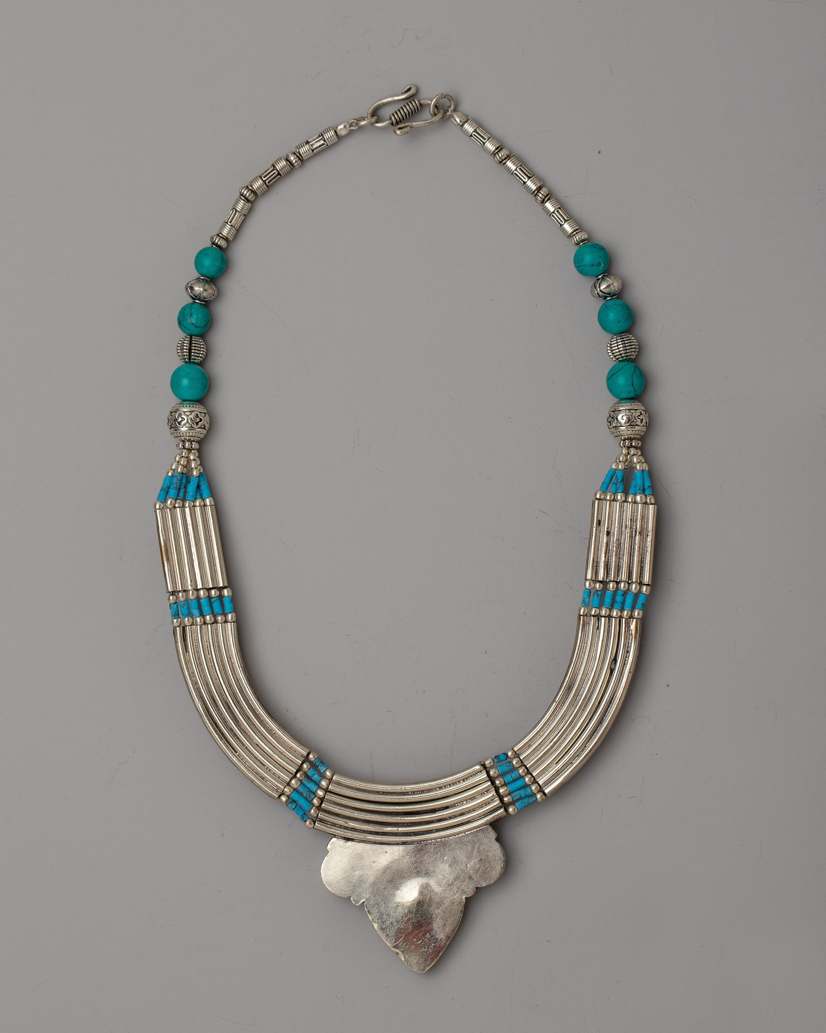 White Metal Tibetan Necklace | Exuding Traditional Elegance and Cultural Significance