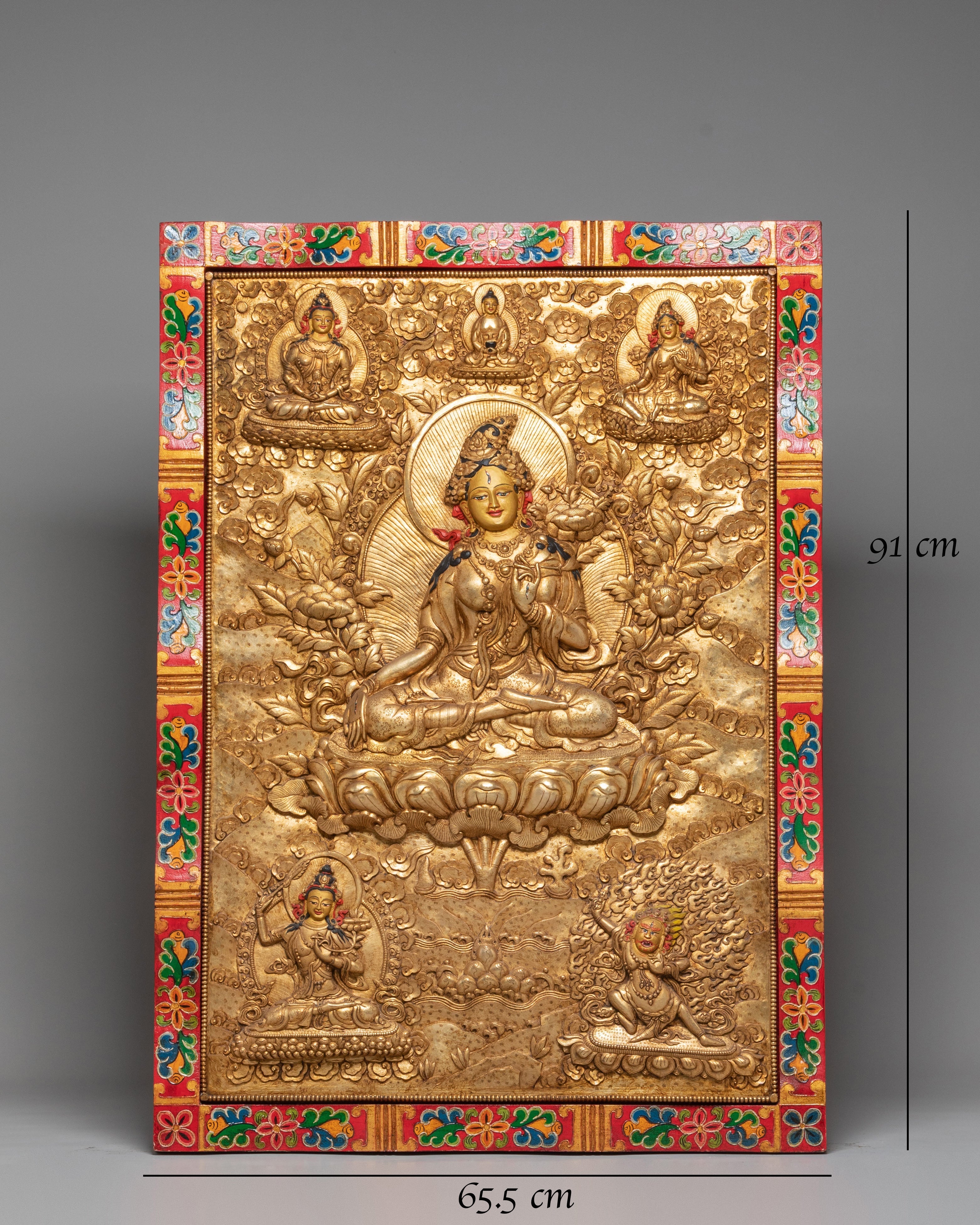 Himalayan Wall Art of Seven Eyed White Tara | Tibetan Goddess of Healing