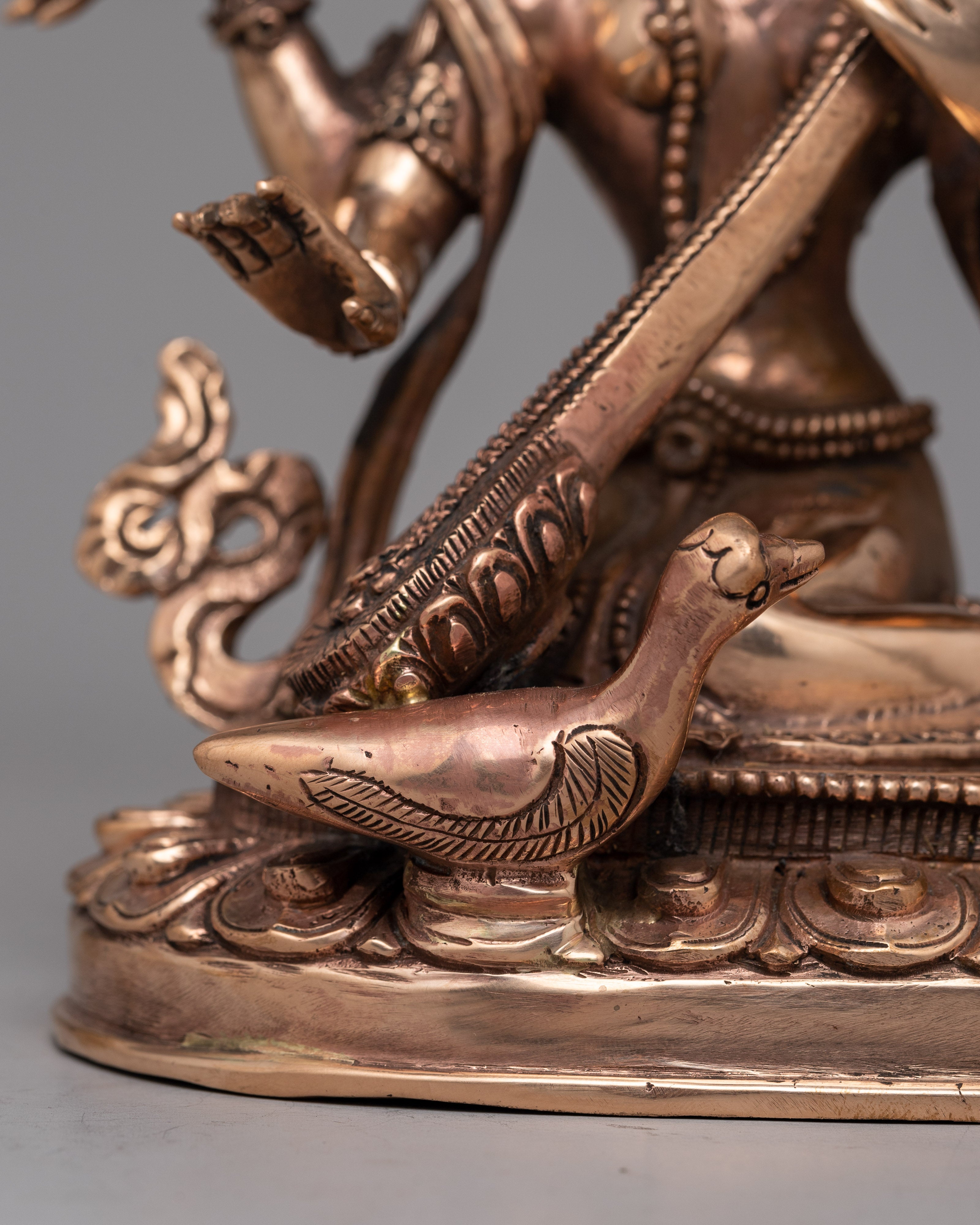 Devi Saraswati Statue | Handcrafted in Copper for Wisdom and Artistic Grace