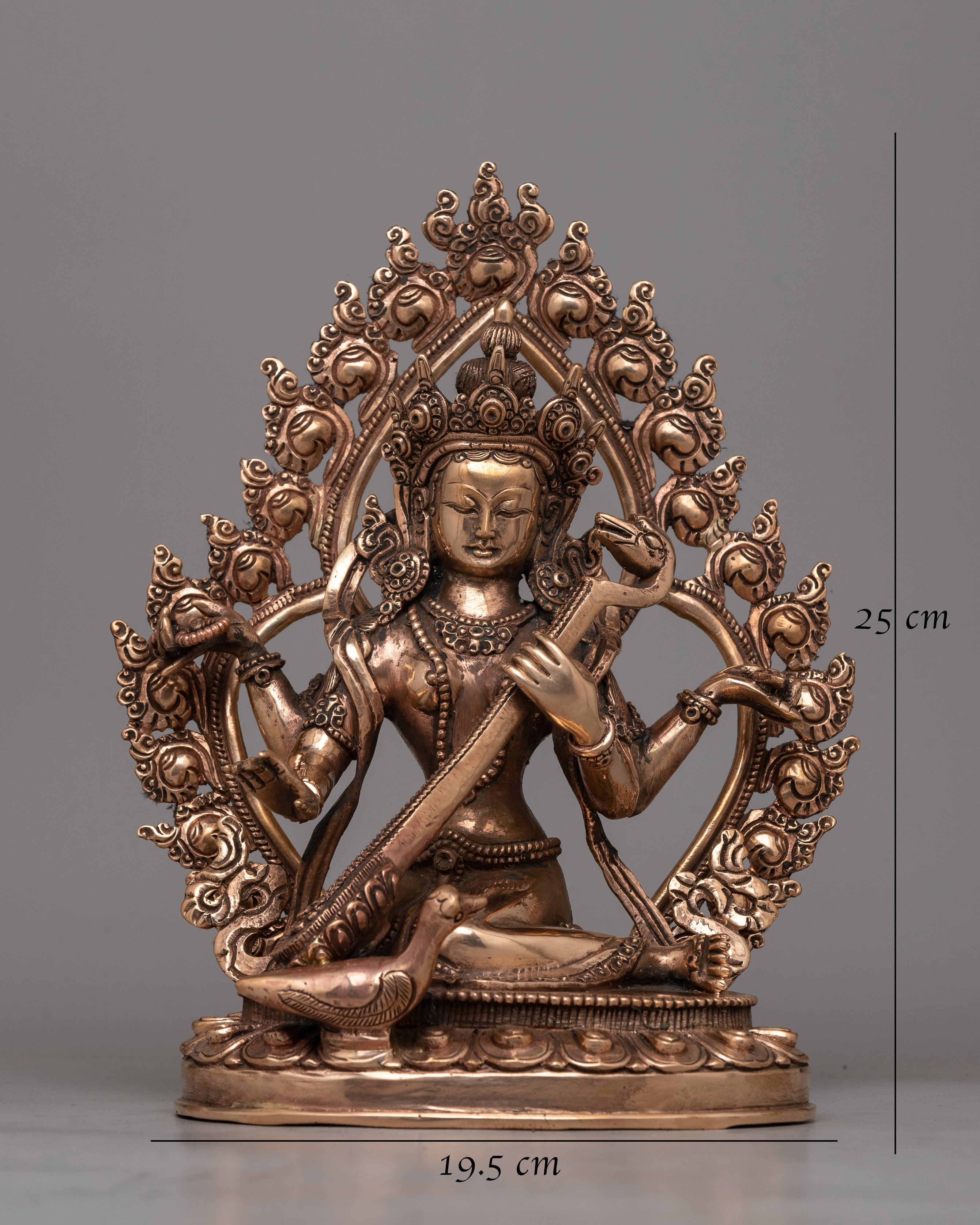 Devi Saraswati Statue | Handcrafted in Copper for Wisdom and Artistic Grace