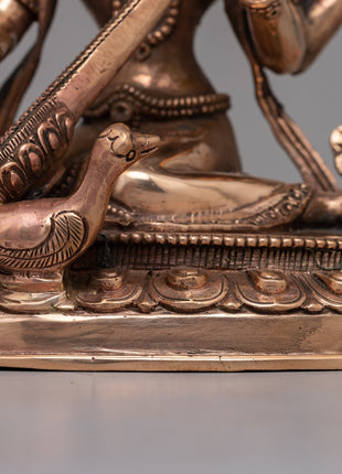 Devi Saraswati Statue | Handcrafted in Copper for Wisdom and Artistic Grace