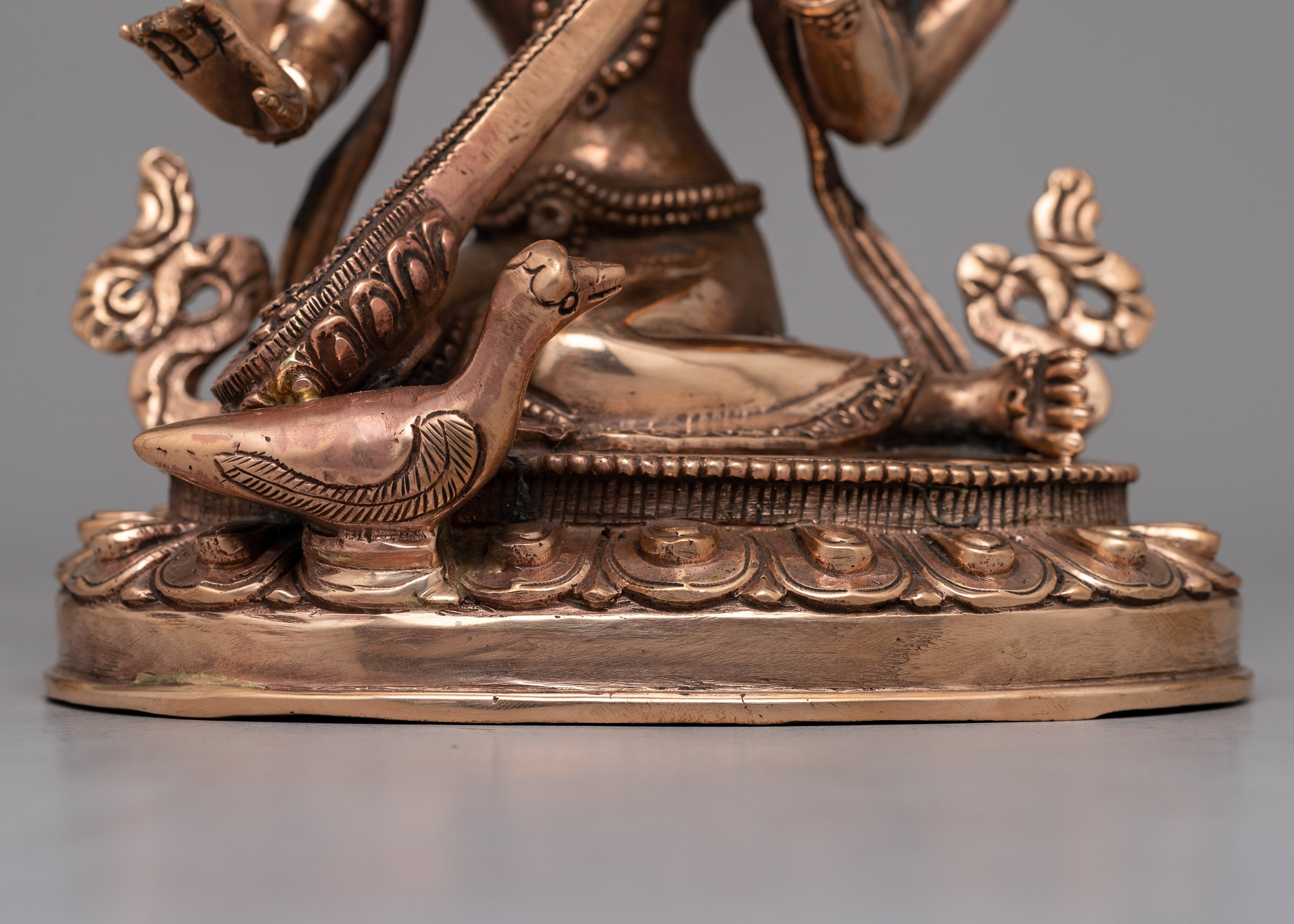 Devi Saraswati Statue | Handcrafted in Copper for Wisdom and Artistic Grace