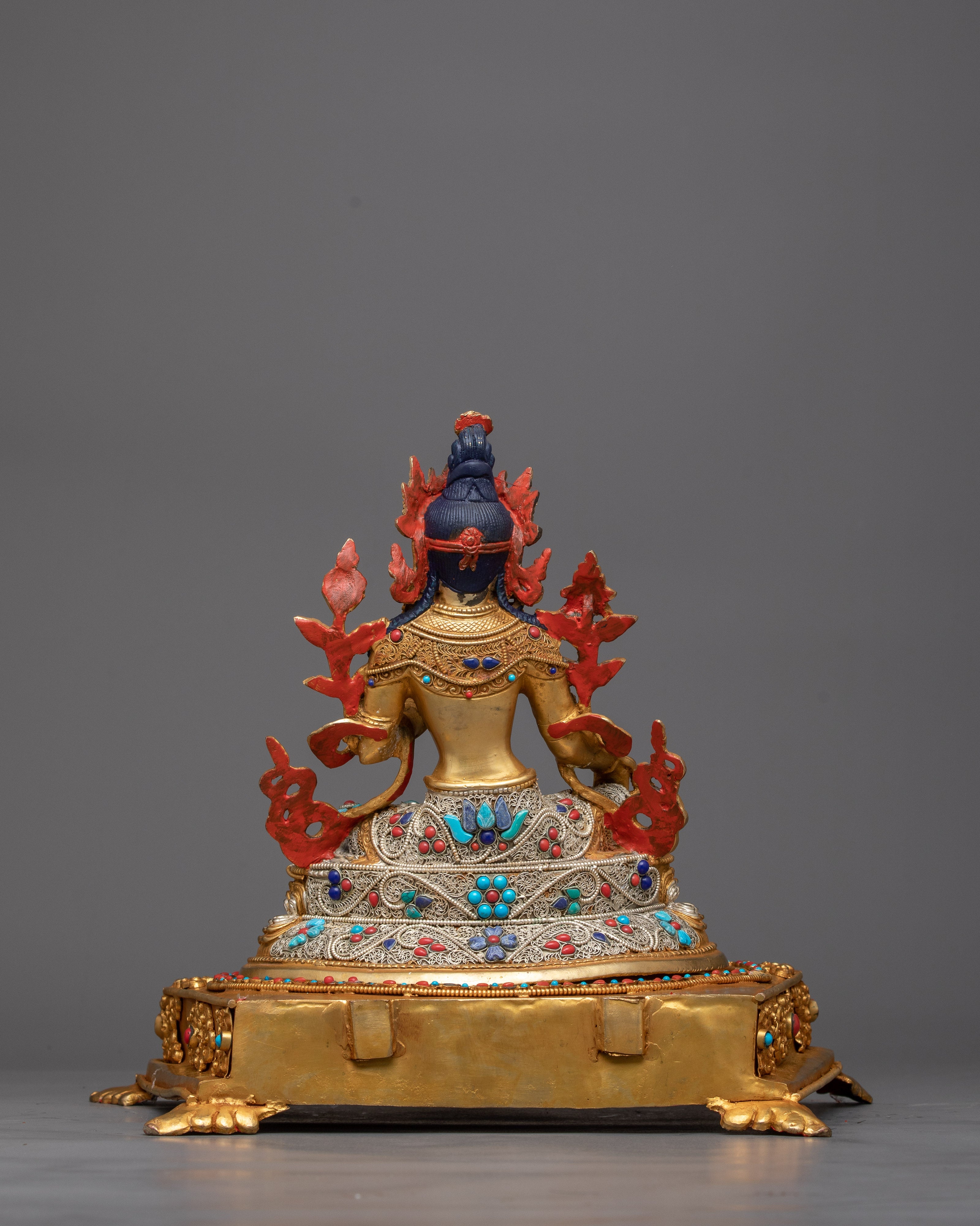 Buddha Statue Green Tara | Copper Body Enhanced with 24K Gold Plating