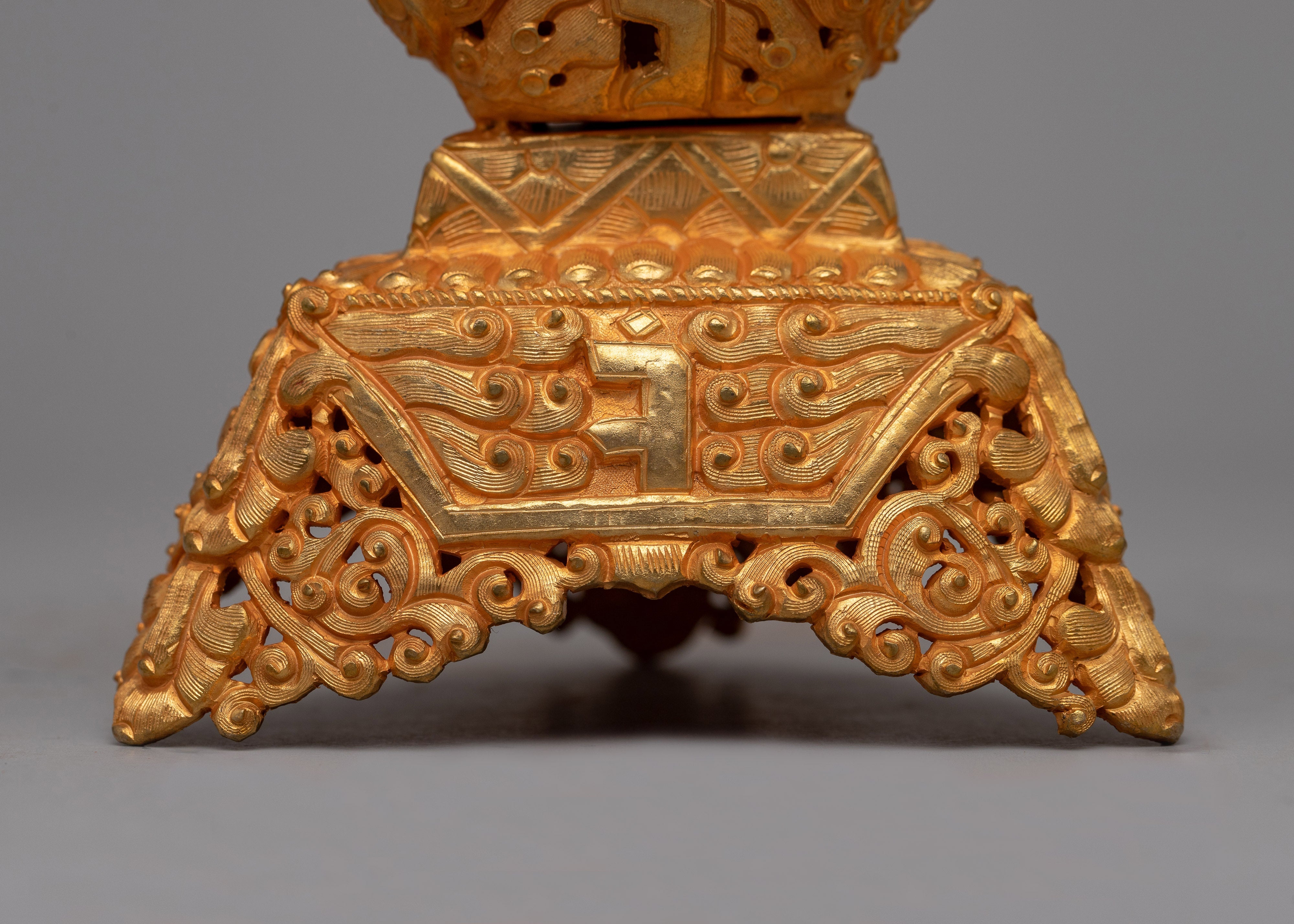 Tibetan Buddhist Kapala Set | Adorned in 24K Gold, Symbolizing Divine Purity