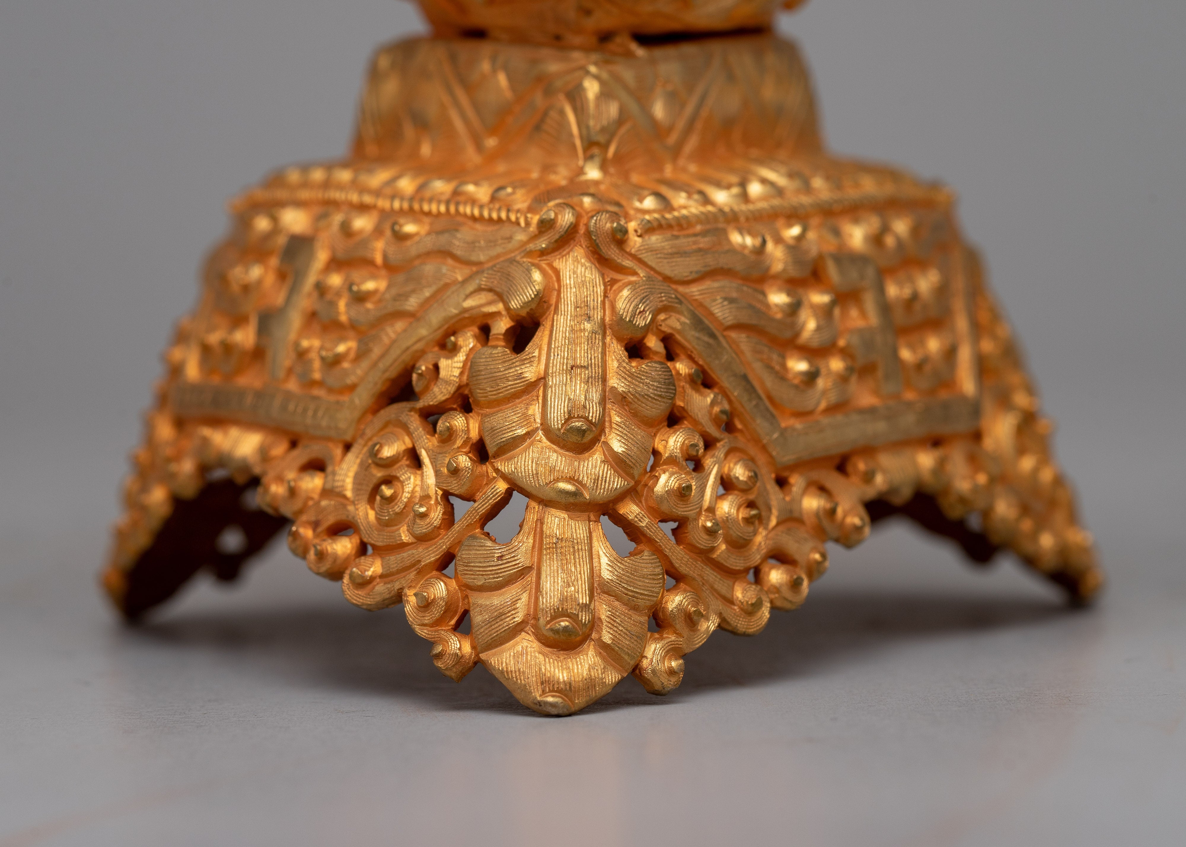 Tibetan Buddhist Kapala Set | Adorned in 24K Gold, Symbolizing Divine Purity