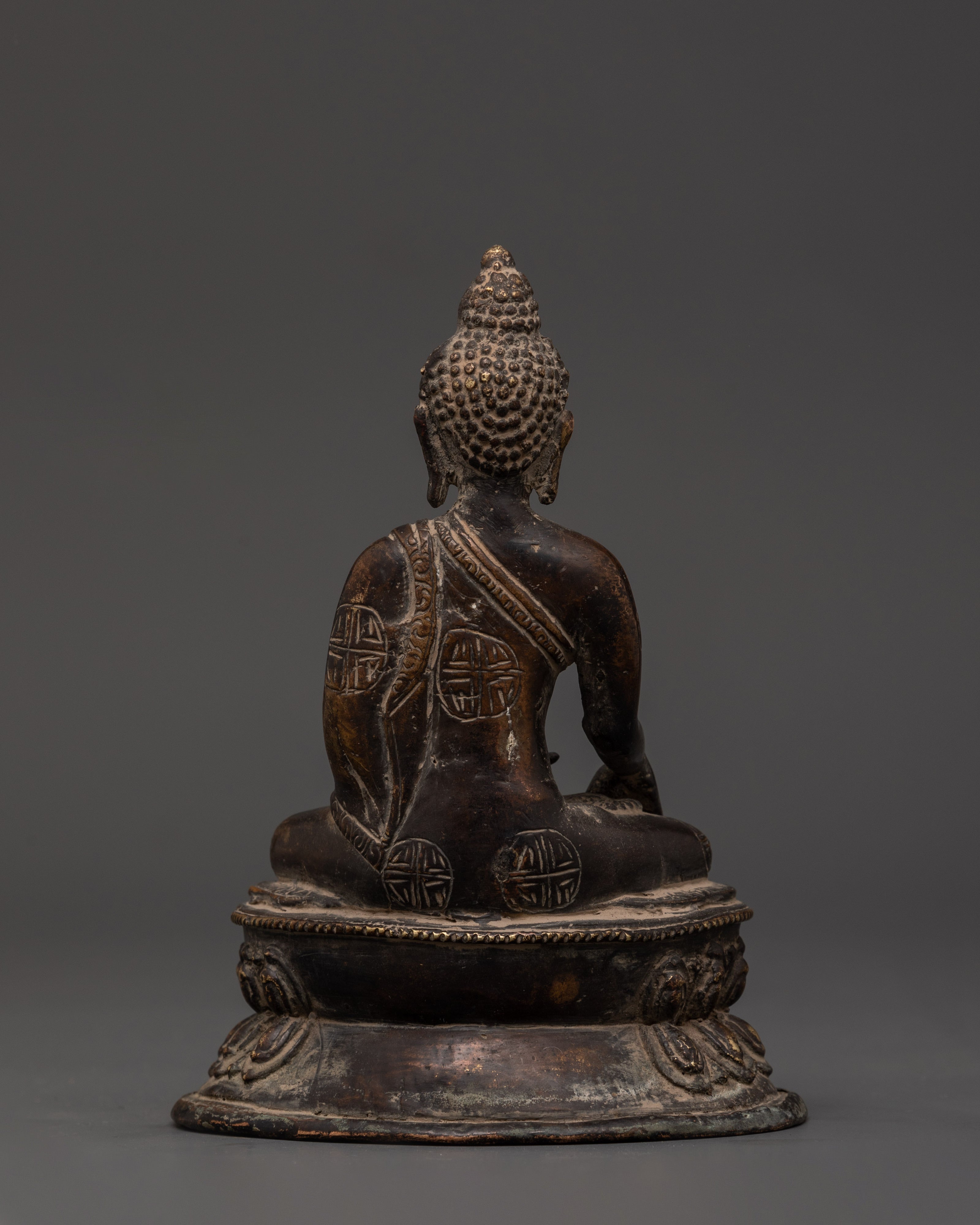 Antique Finish Shakyamuni Buddha Oxidized Copper Statue | Tibetan Buddhist Decor