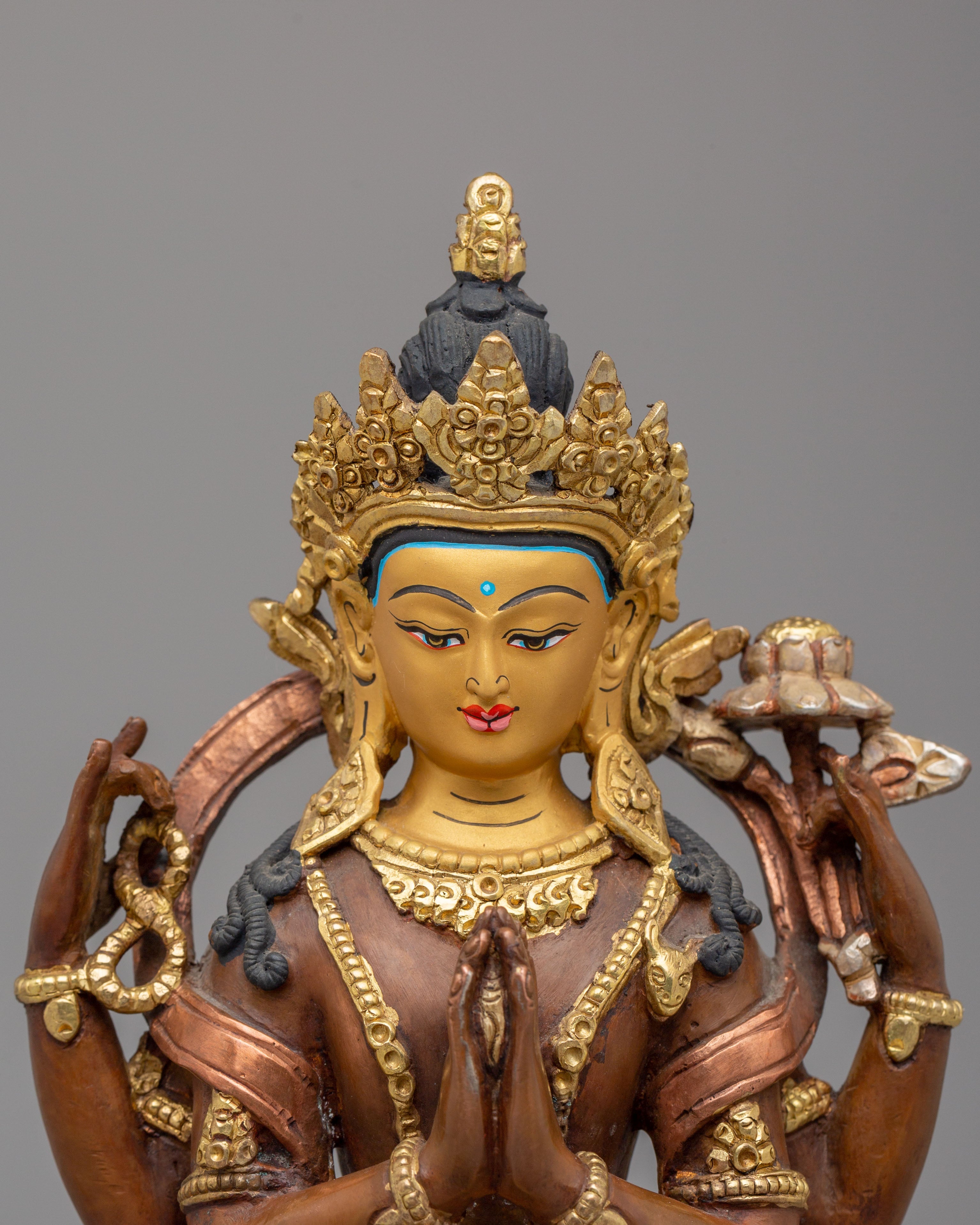 Chenresig Copper Handmade Statue | Traditional Tibetan Artwork