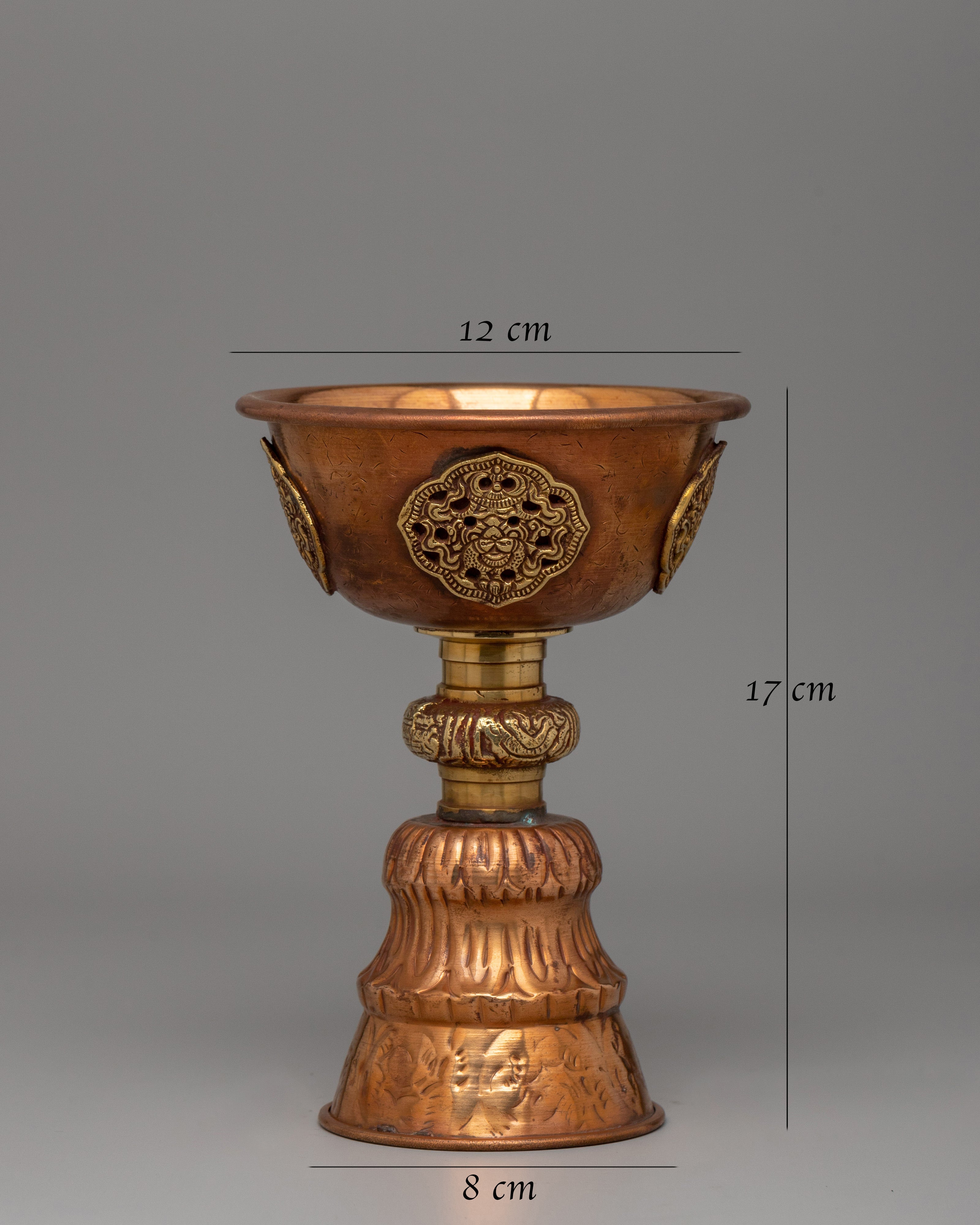 Tibetan Altar Butter Lamp Vessel | Traditional Copper Offering Lamp