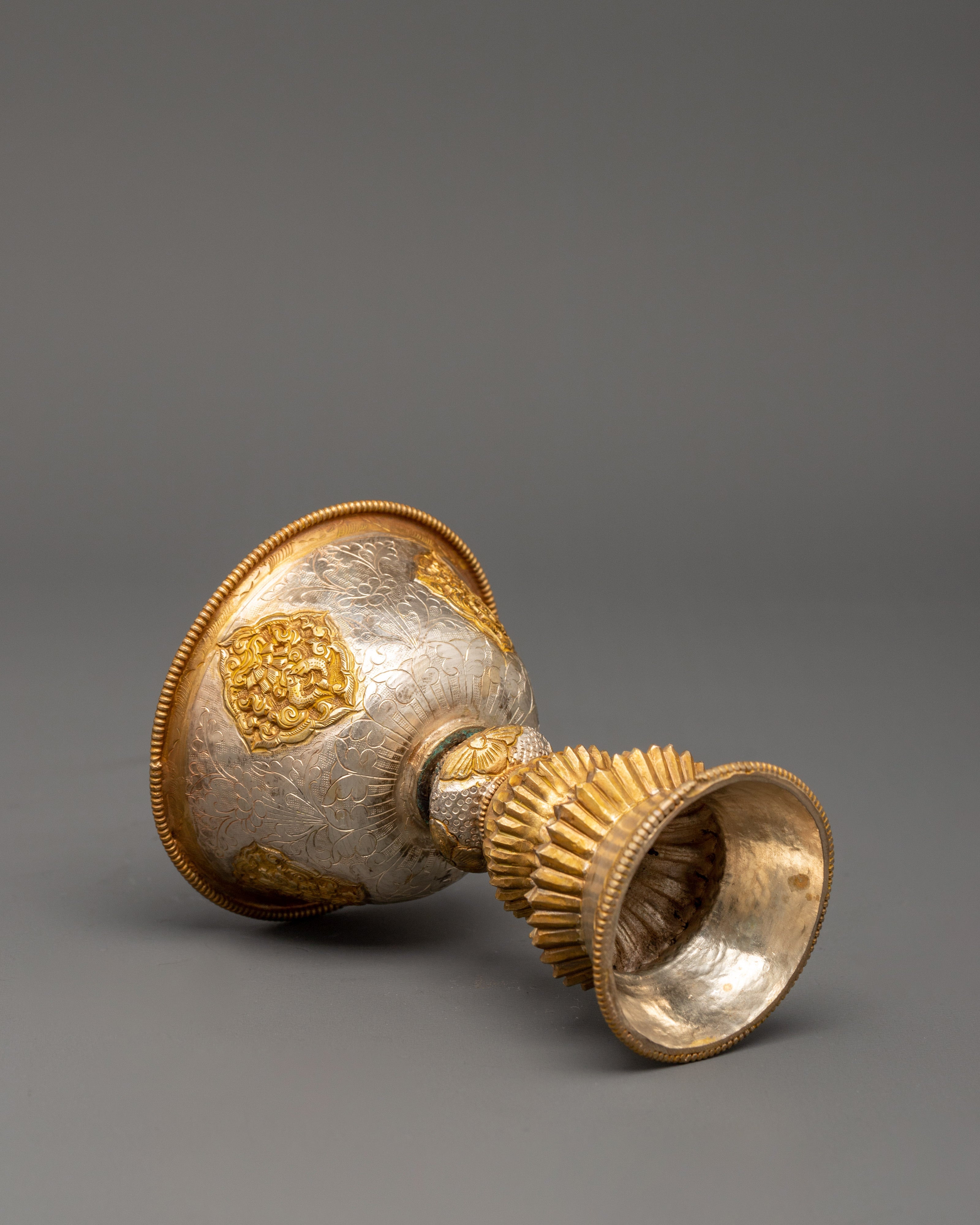 Gold-Plated Butter Lamp | A Sacred Offering for Enlightenment