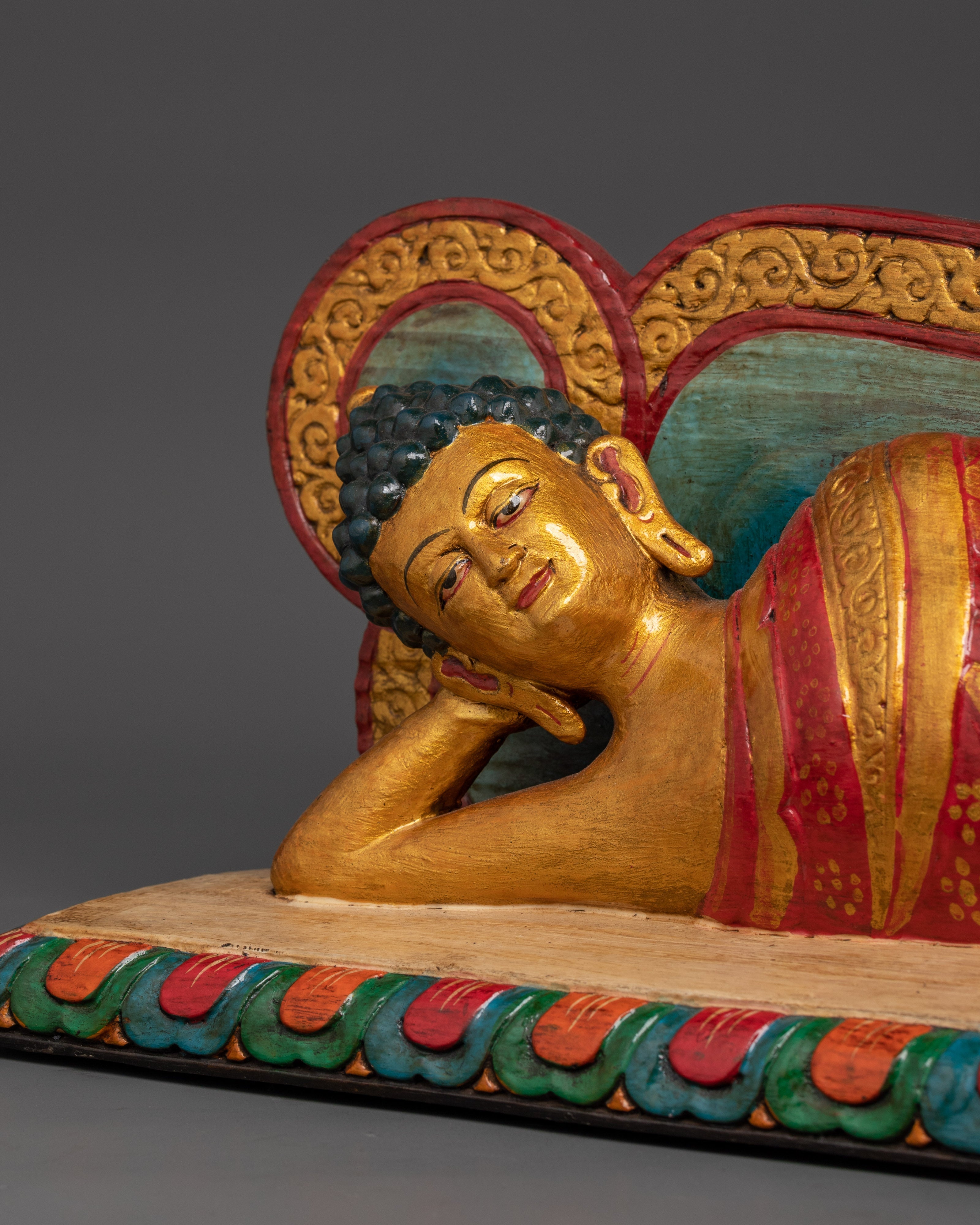 Hand-Carved Wooden Sleeping Buddha Statue | Symbolizing Peace and Enlightenment