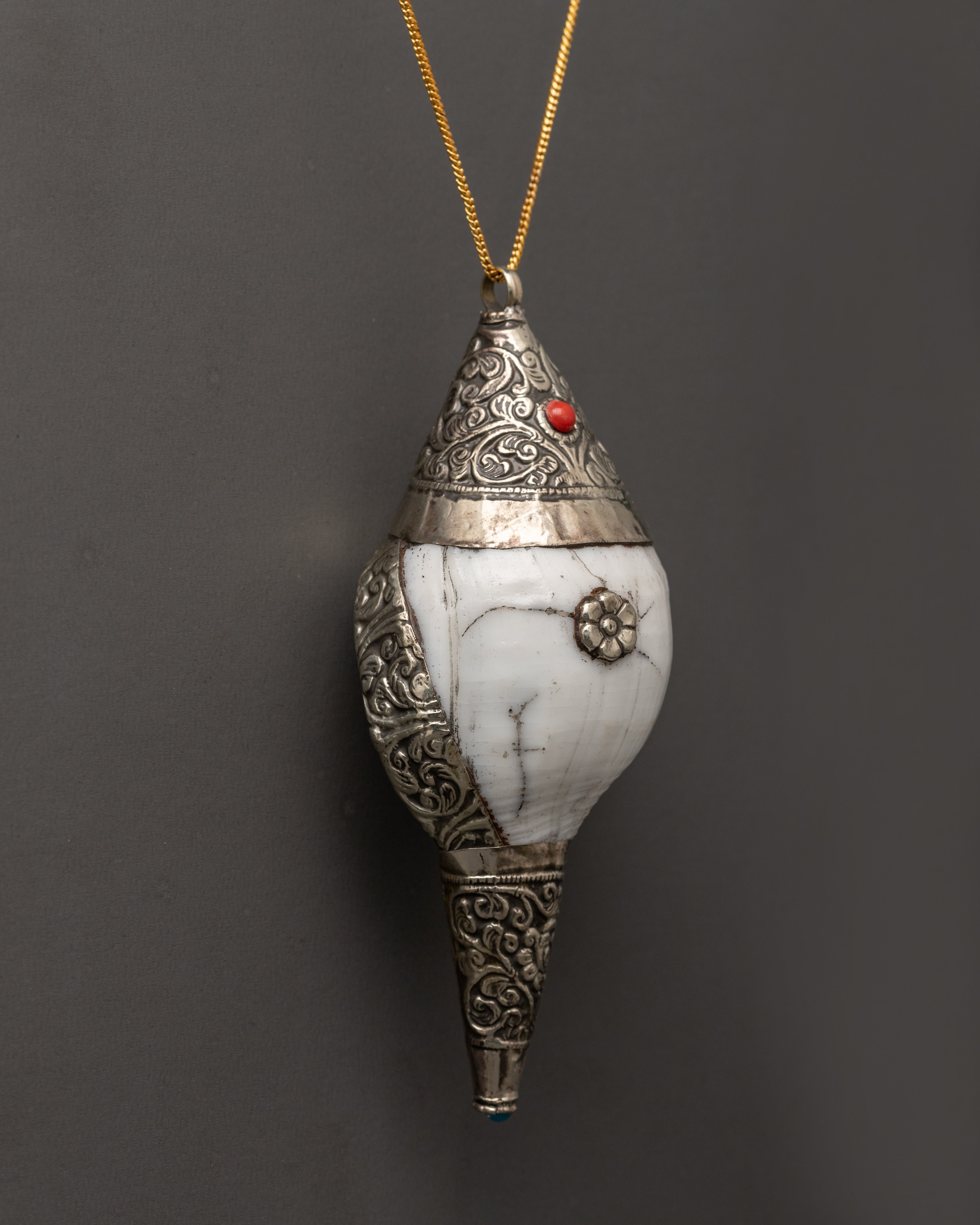 Conch Shell Locket for Protection | Tibetan Buddhist Jewelry