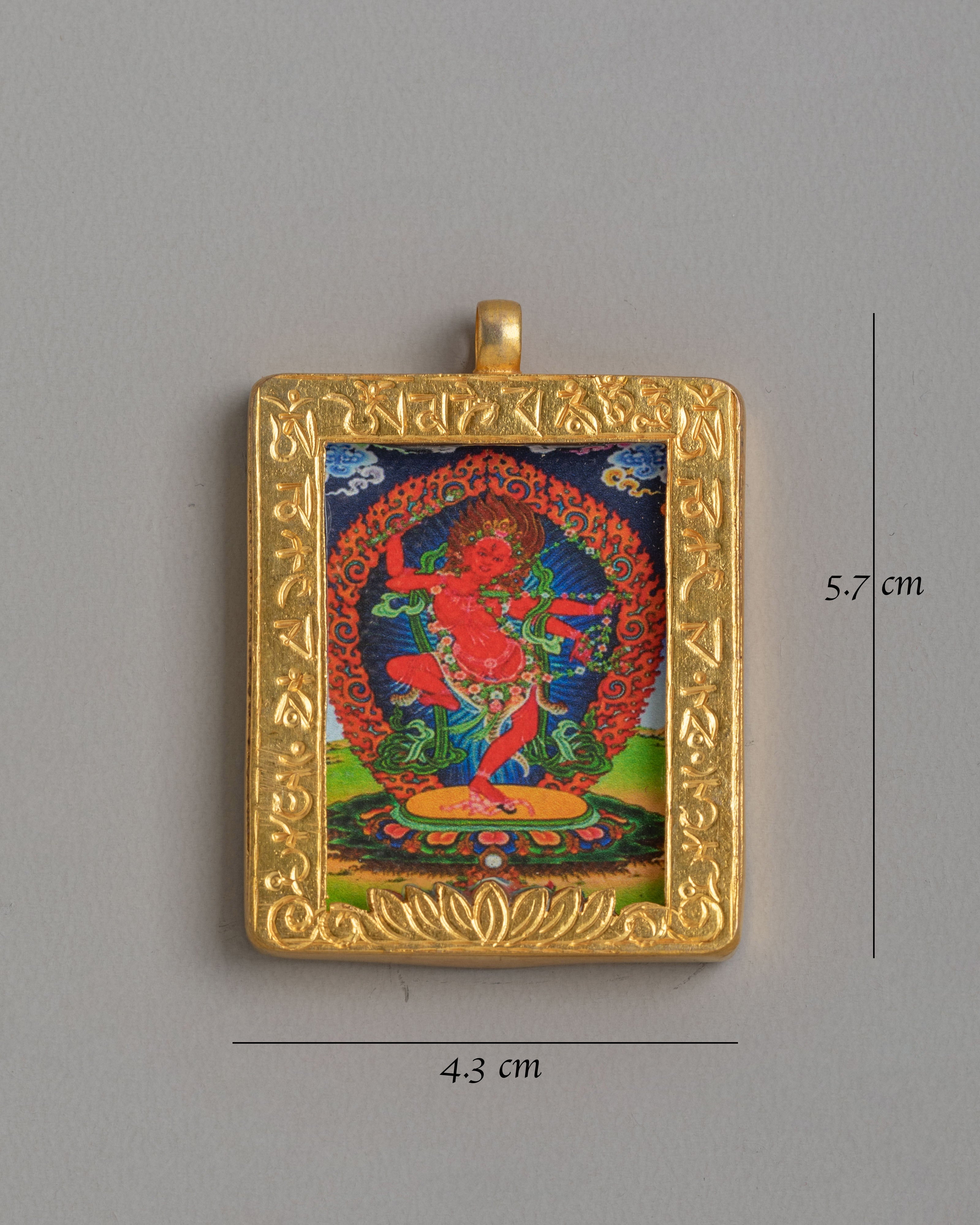 Kurukulla Tibetan Locket | Hand Painted Buddhist Thangka Pendant