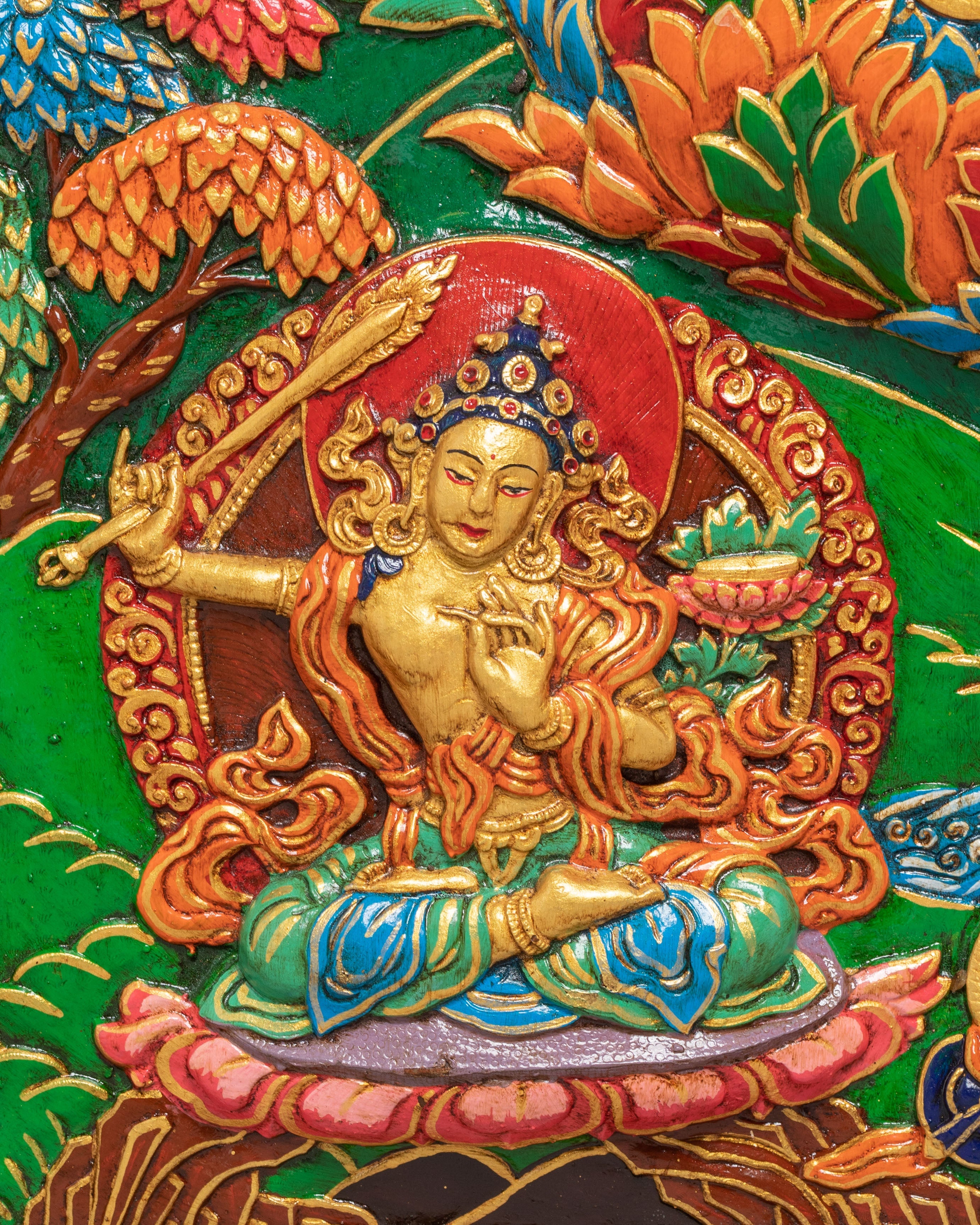 Handmade Green Tara Thangka Wall Hanging | Tibetan Buddhist Sacred Art