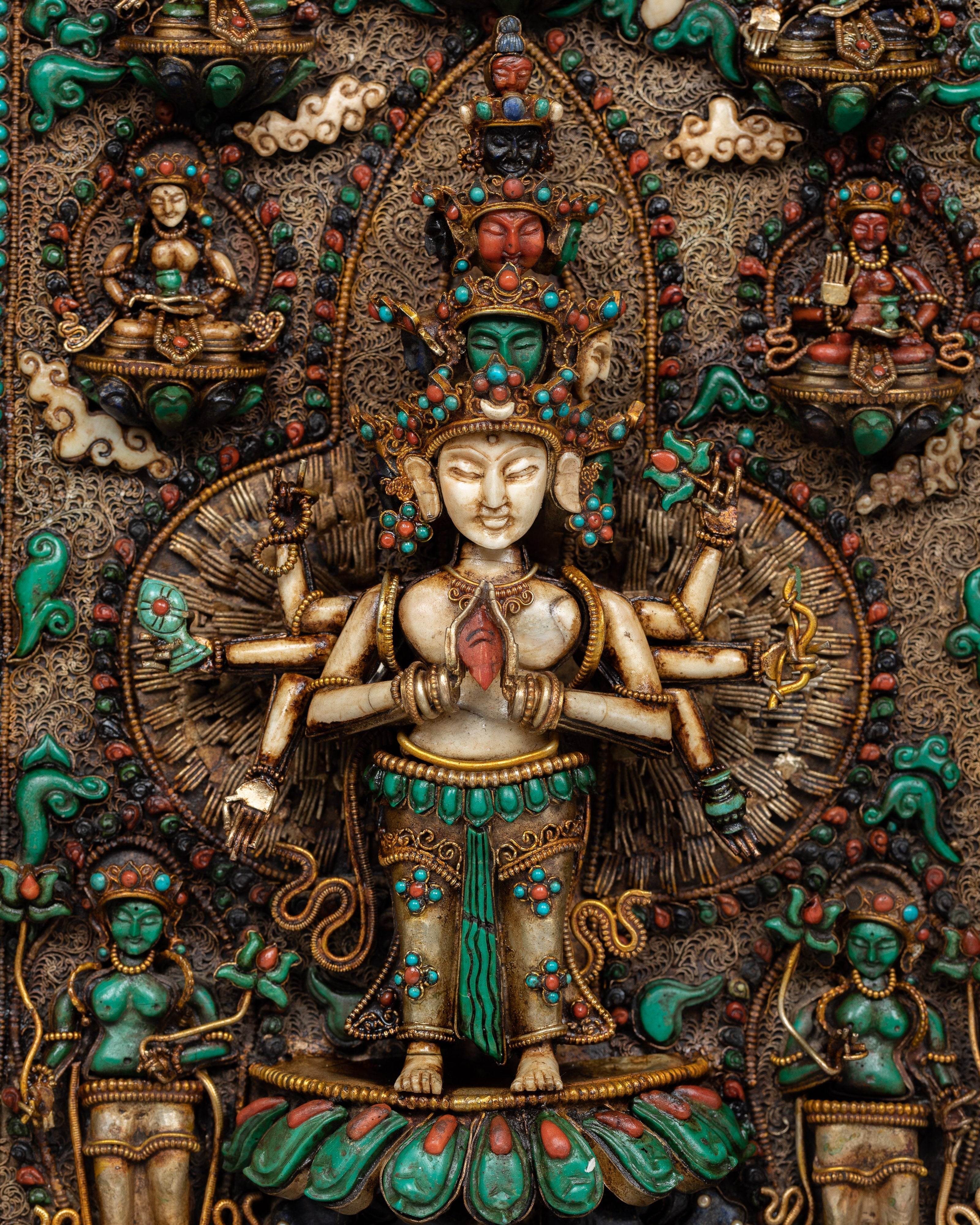 1000 Armed Chenresig Copper Boho Wall Hanging | Bohemian Charm for Your Home or Meditation Space
