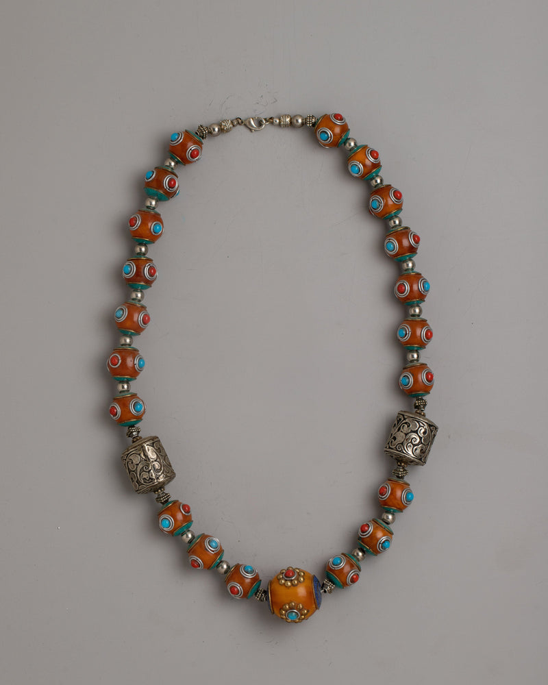 Amber Turquoise Necklace | Infusing Elegance and Bohemian Charm into Your Look