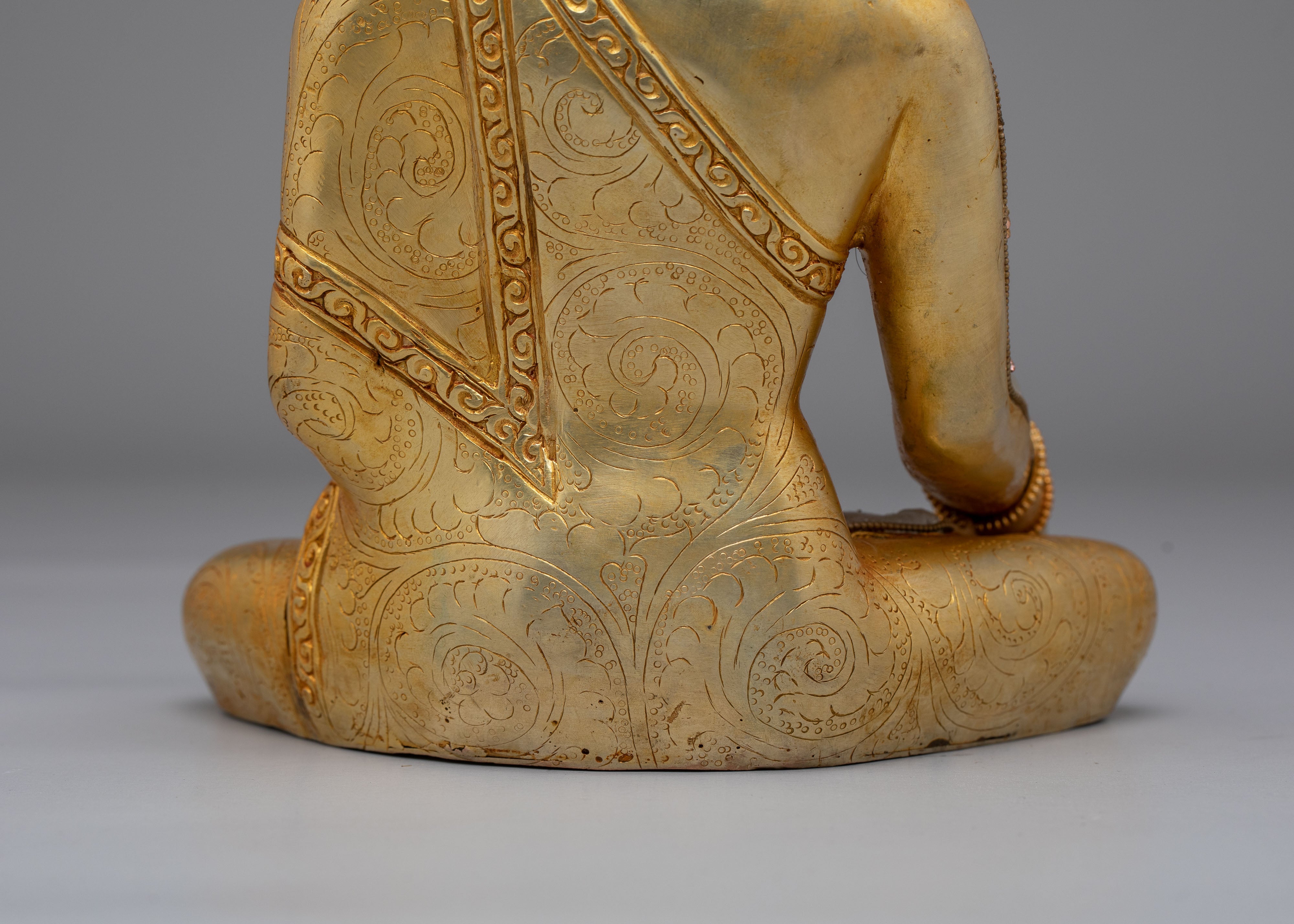 Tibetan Buddhist Shakyamuni Buddha Statue | Handcrafted Copper Crystal Artwork