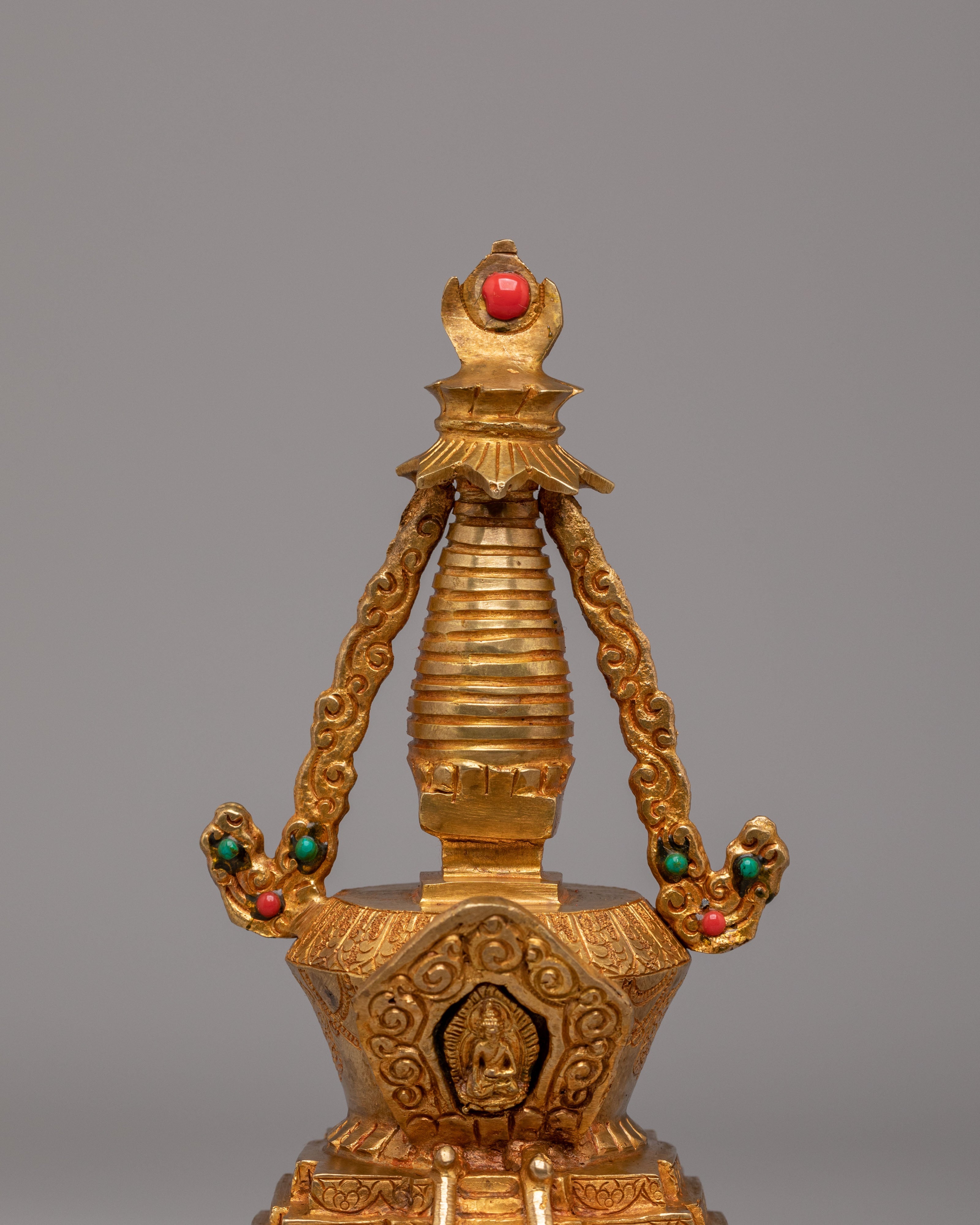 Buddhist Descent from Heaven Stupa | Sacred Tibetan Art for Spiritual Meditation