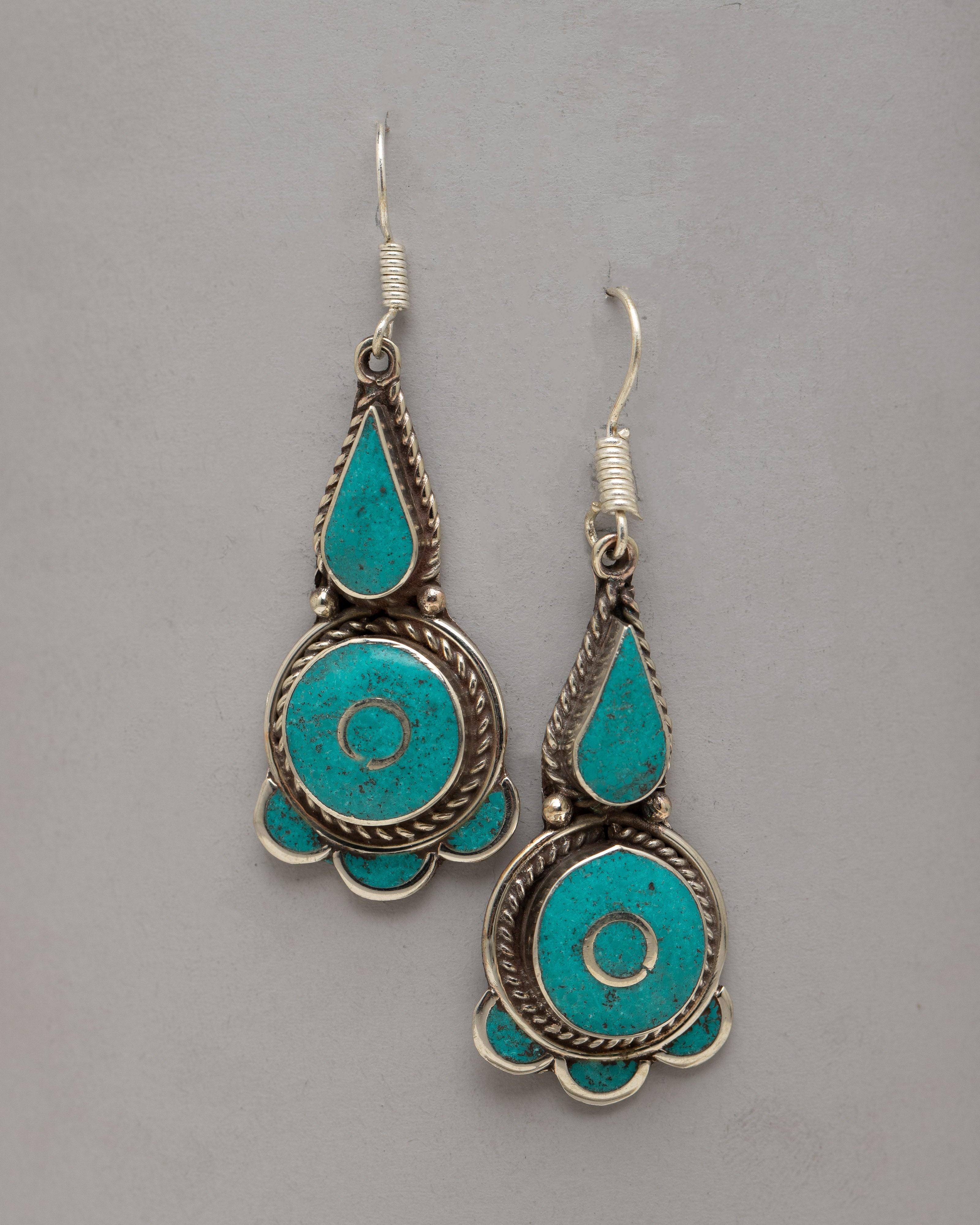 Silver Earring Set | Featuring Turquoise Stones and Silver Plating
