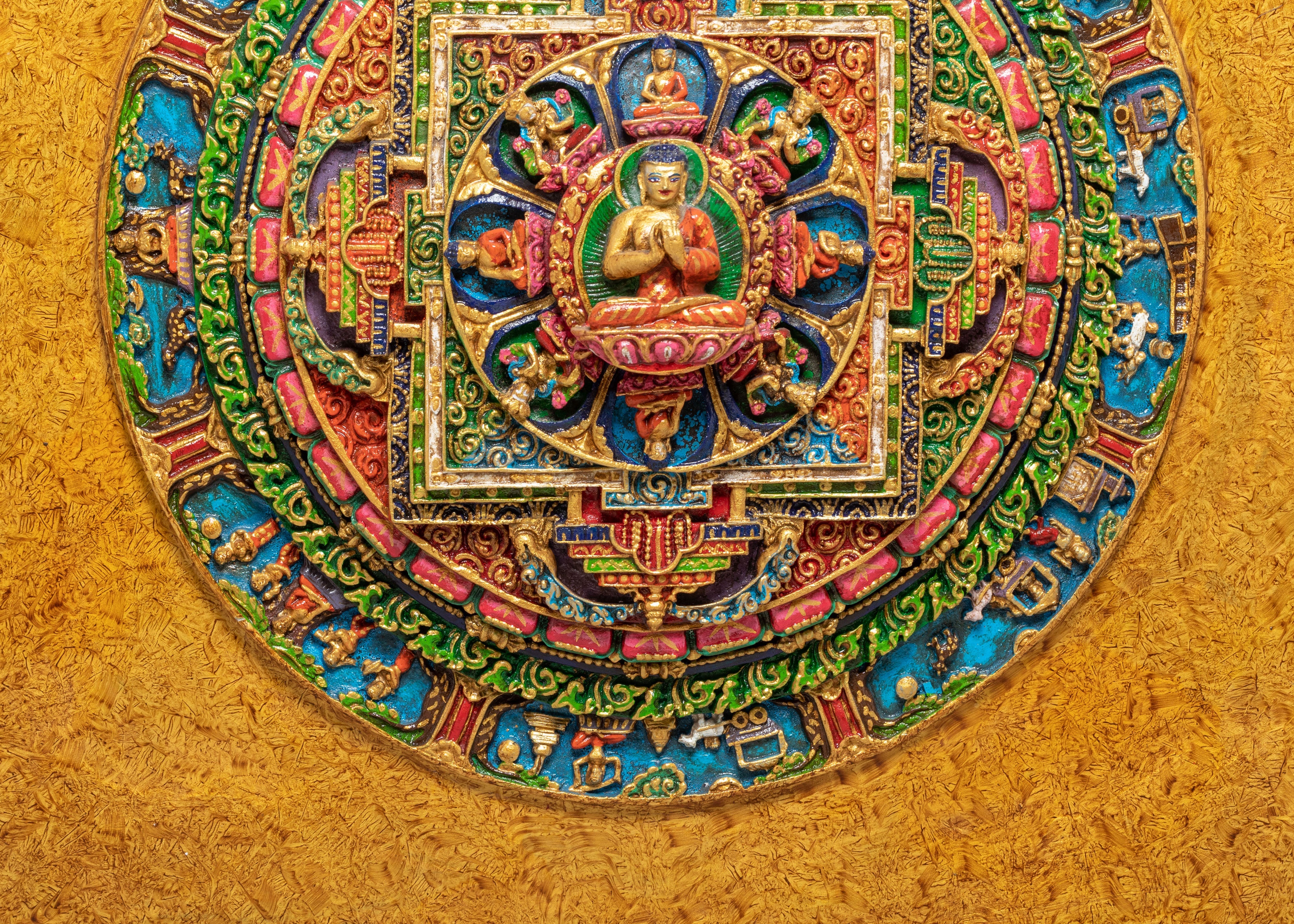 Handmade Vairocana Mandala Wall Hanging | Tibetan Buddhist Mandala Art