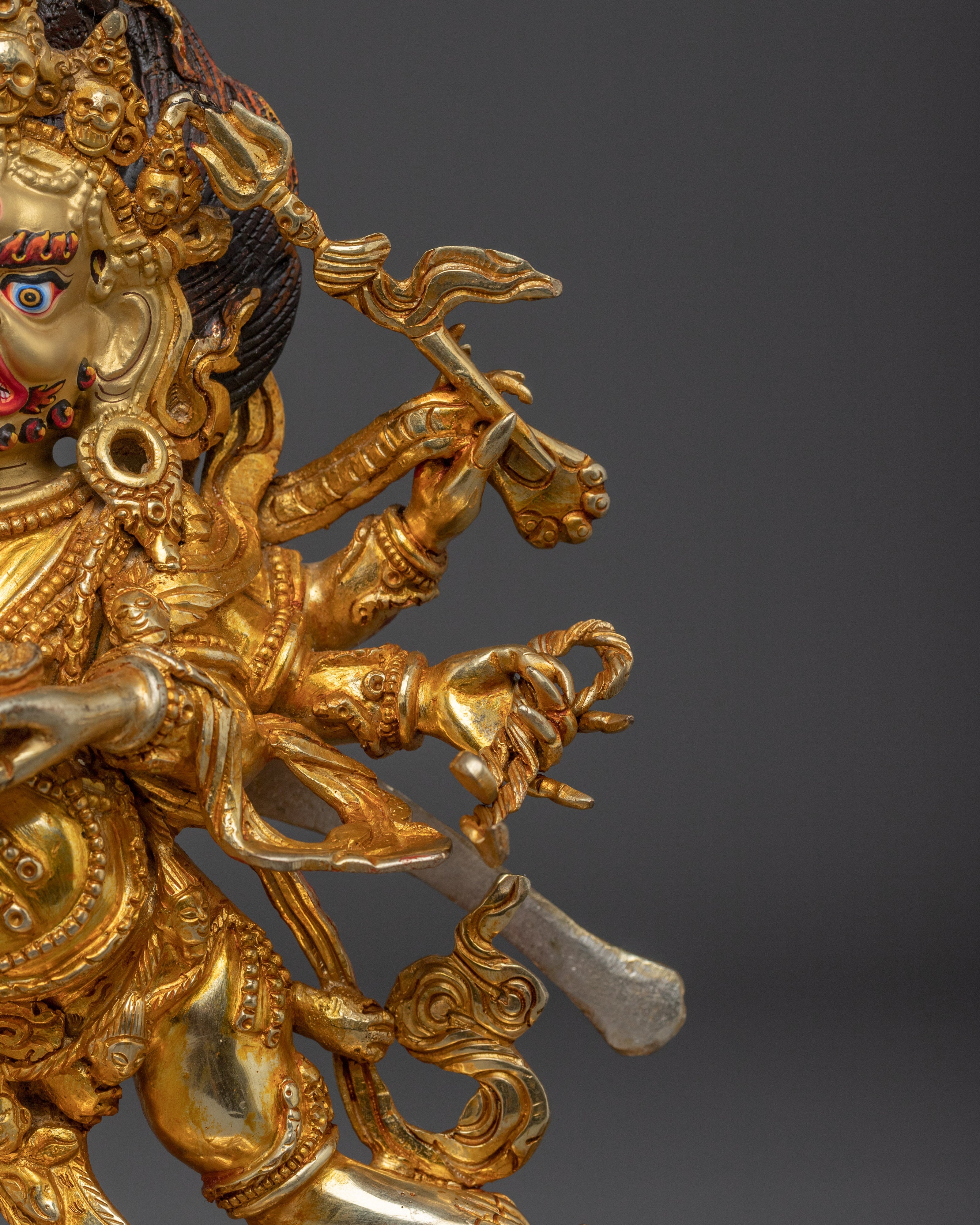 Handcrafted  Six Armed Mahakala Statue for Meditation | Fierce Buddhist Protector