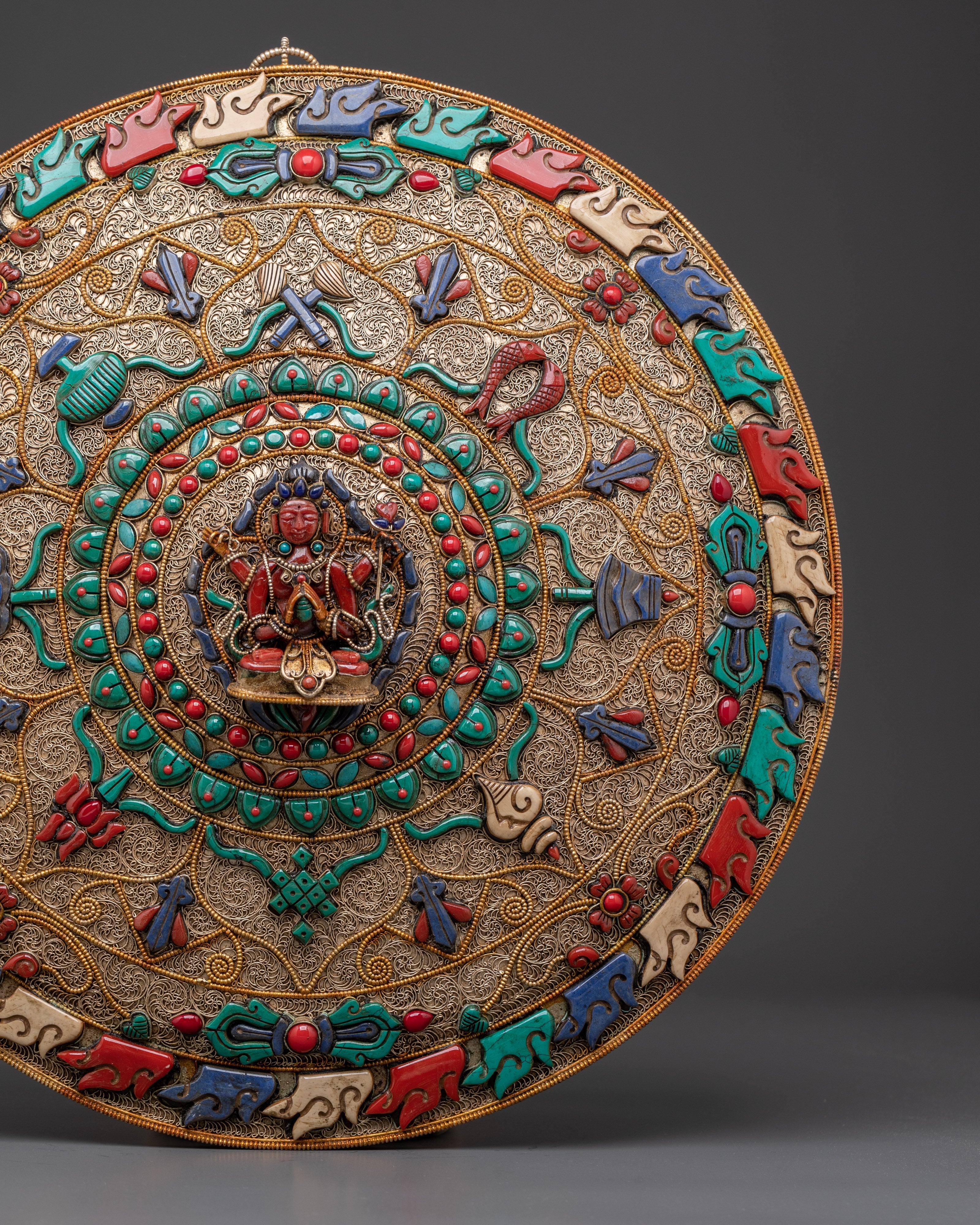 Handmade Chenrezig Buddhist Wall Hanging | Sacred Copper Wall Art