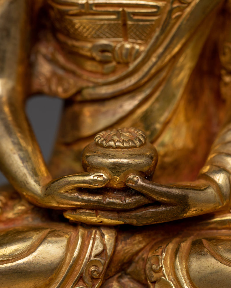 Buddha Amitabha Prayer Statue | Crafted in Copper, Invoking Peace and Enlightenment