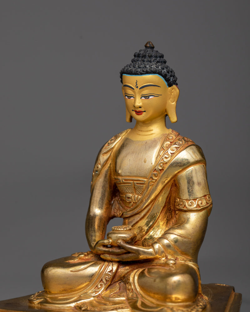 Buddha Amitabha Prayer Statue | Crafted in Copper, Invoking Peace and Enlightenment