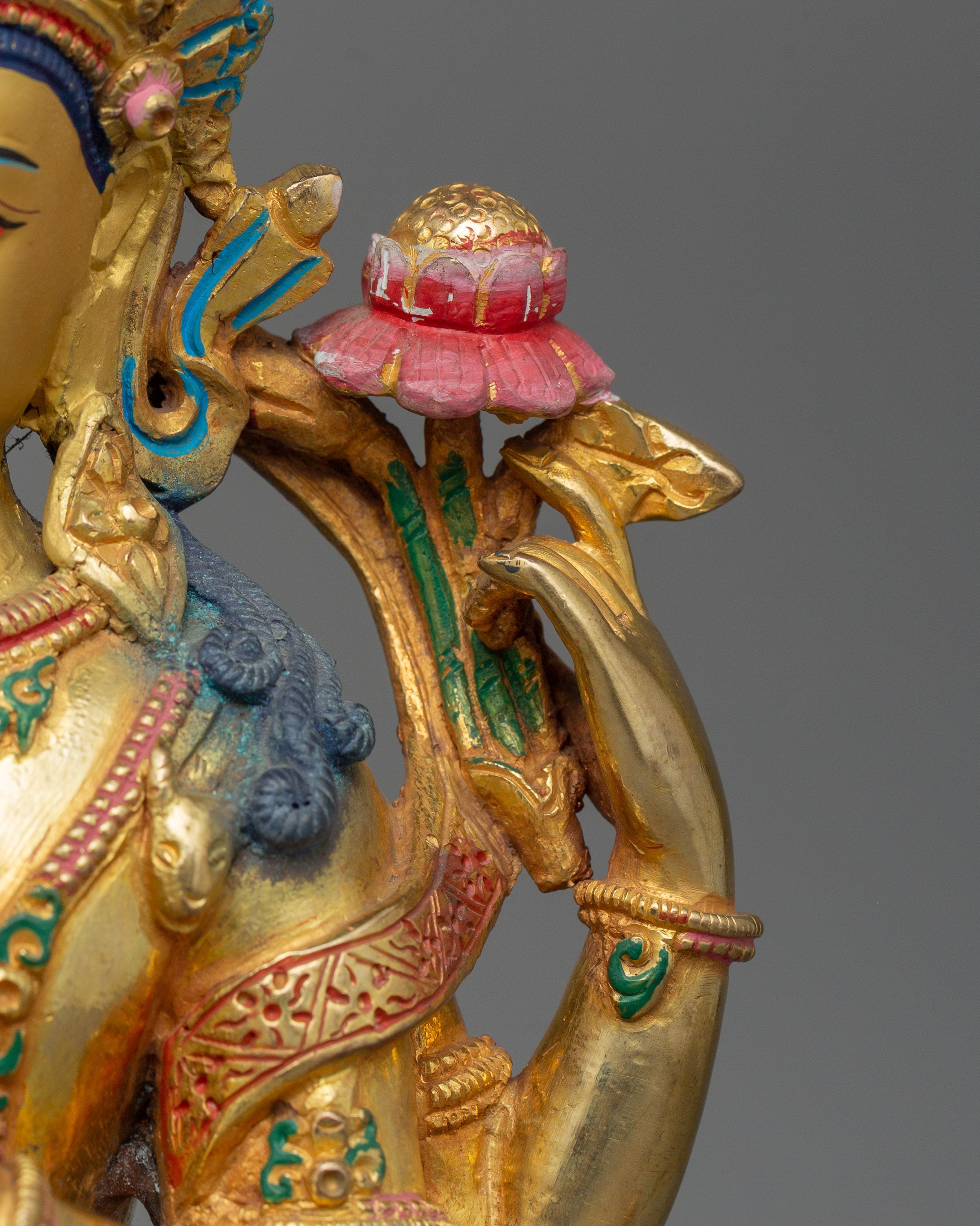 Four Armed Handcrafted Chenrezig Statue | Deity of Compassion