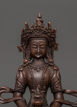 Amitayus Statue in Oxidized Copper | Spiritual Decor